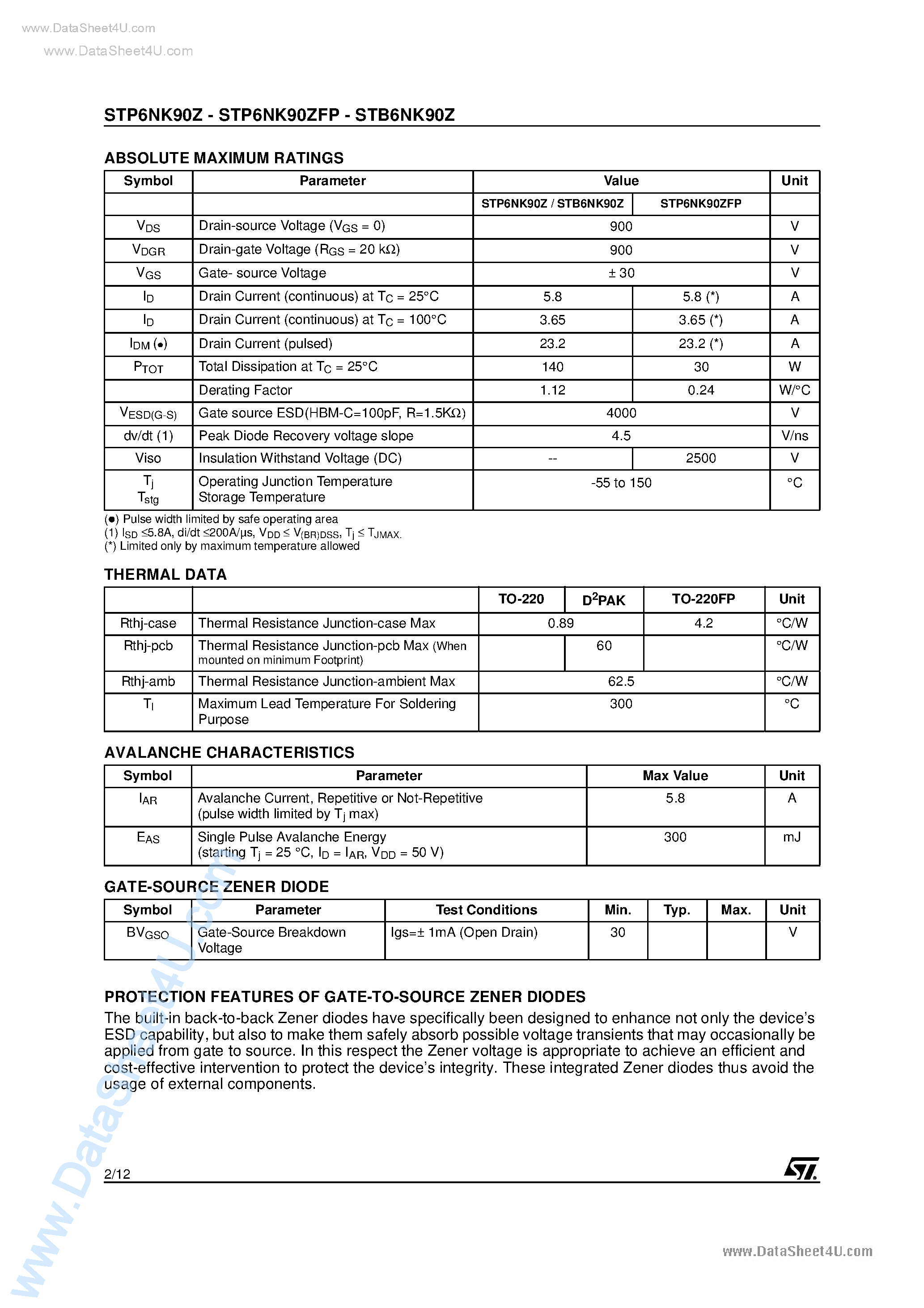 Даташит на микросхему P6NK90Z страница 2 Даташит P6NK90Z - Search -----> STP6NK90Z страница 2