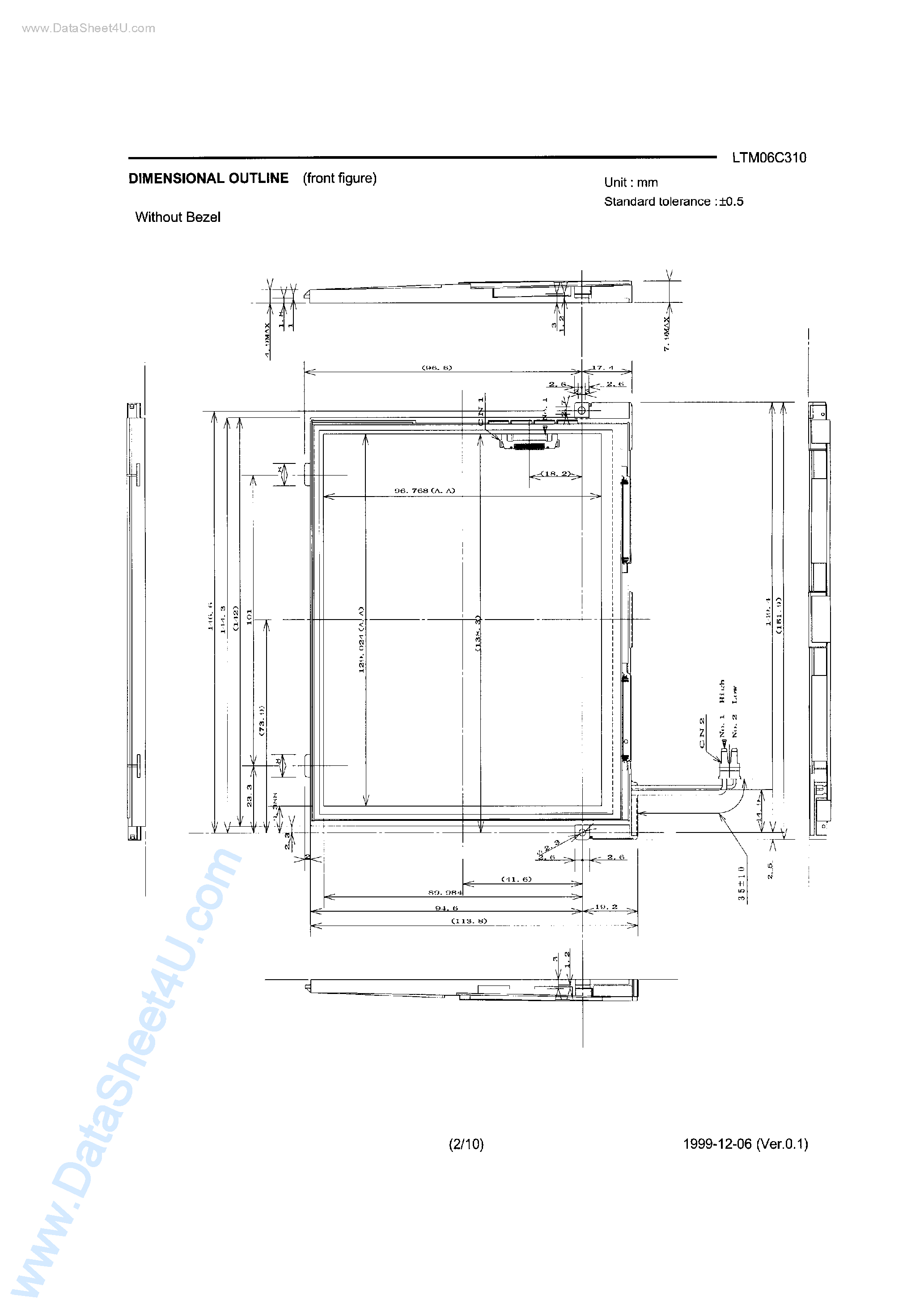 Datasheet LTM06C310 - 16cm COLOUR TFT-LCD MODULE 6.3 TYPE page 2