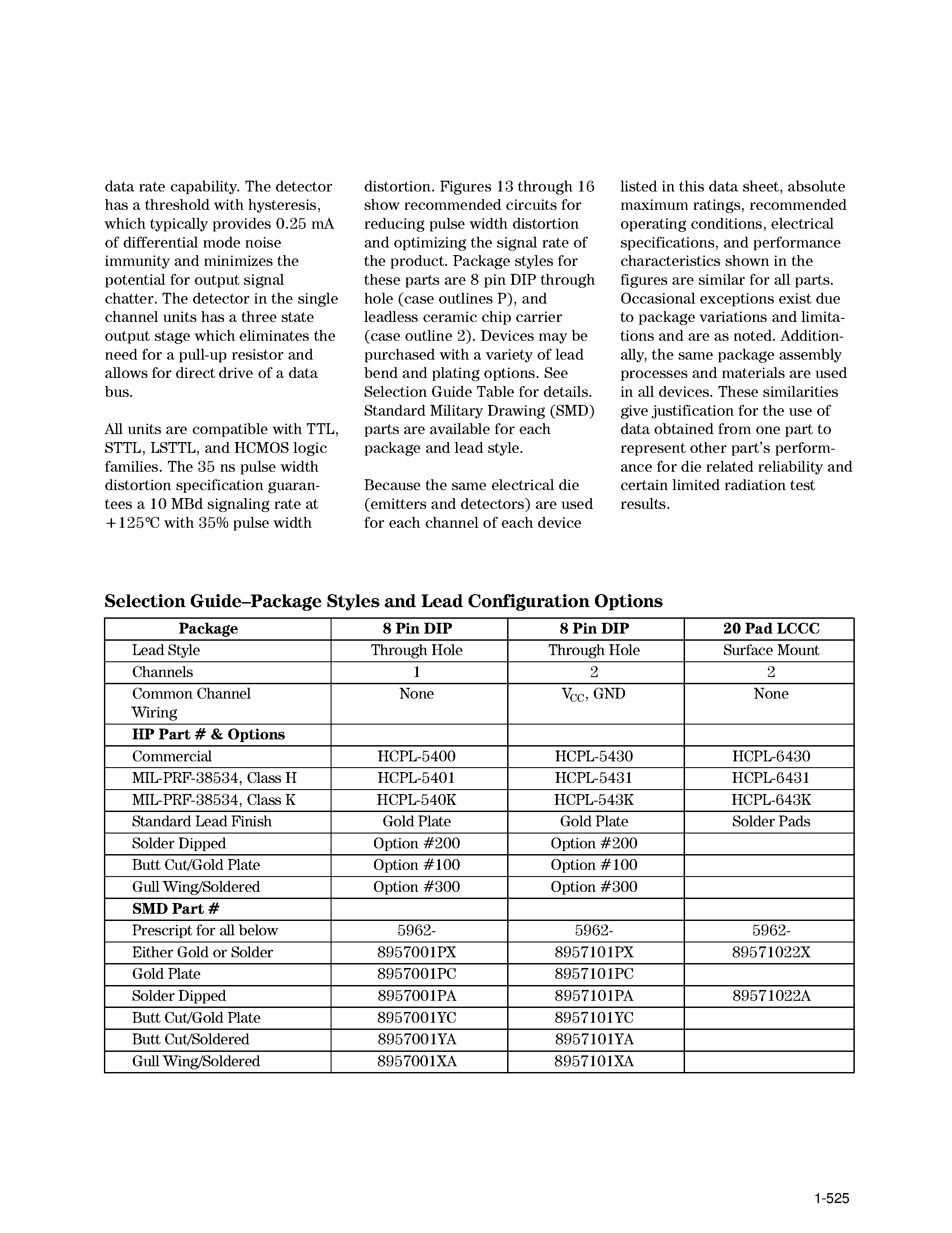 Datasheet HCPL-5400 page 2 Datasheet HCPL-5400 - Hermetically Sealed/ Very High Speed/ Logic Gate Optocouplers page 2