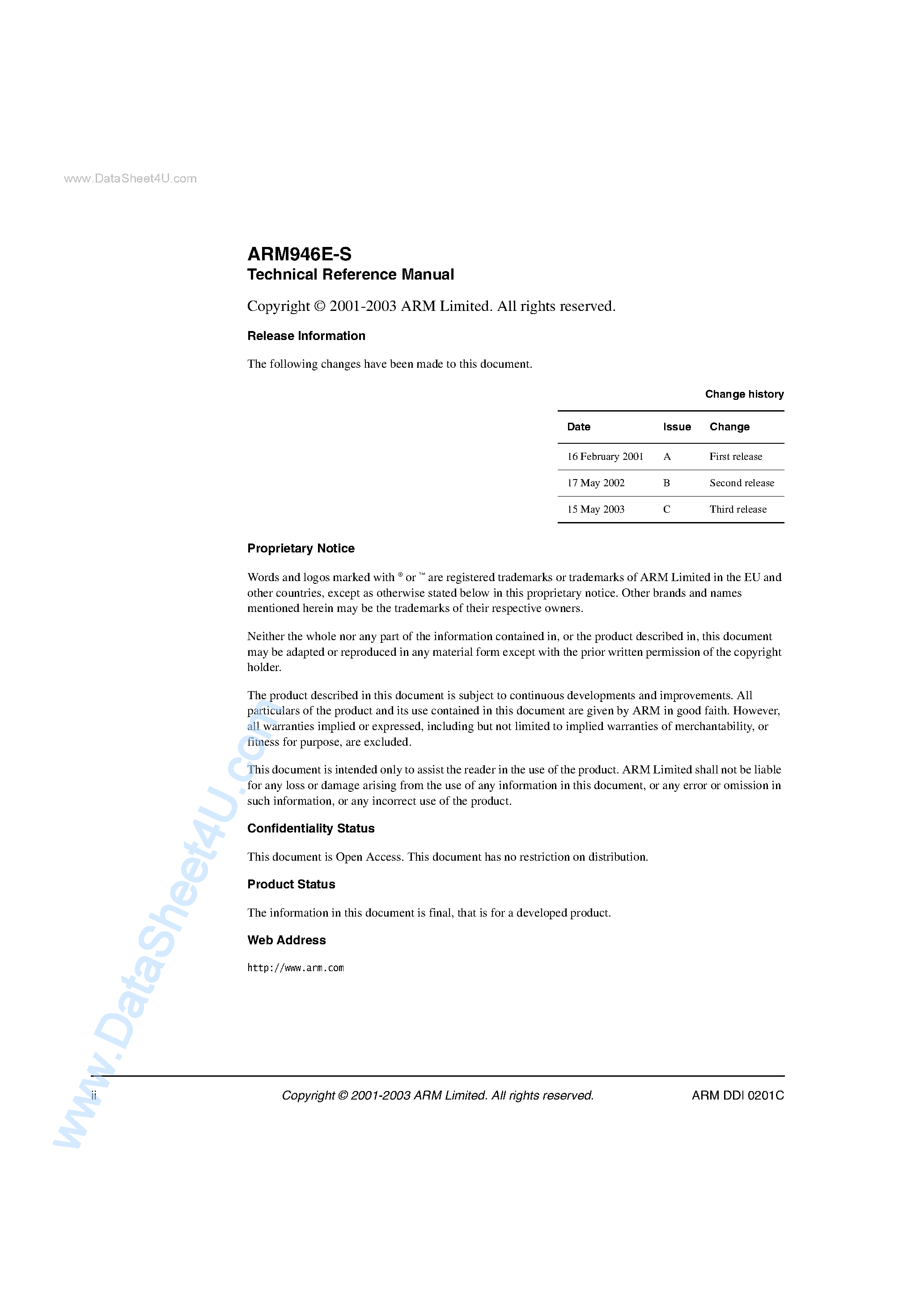 Datasheet ARM946E-S - Manual page 2