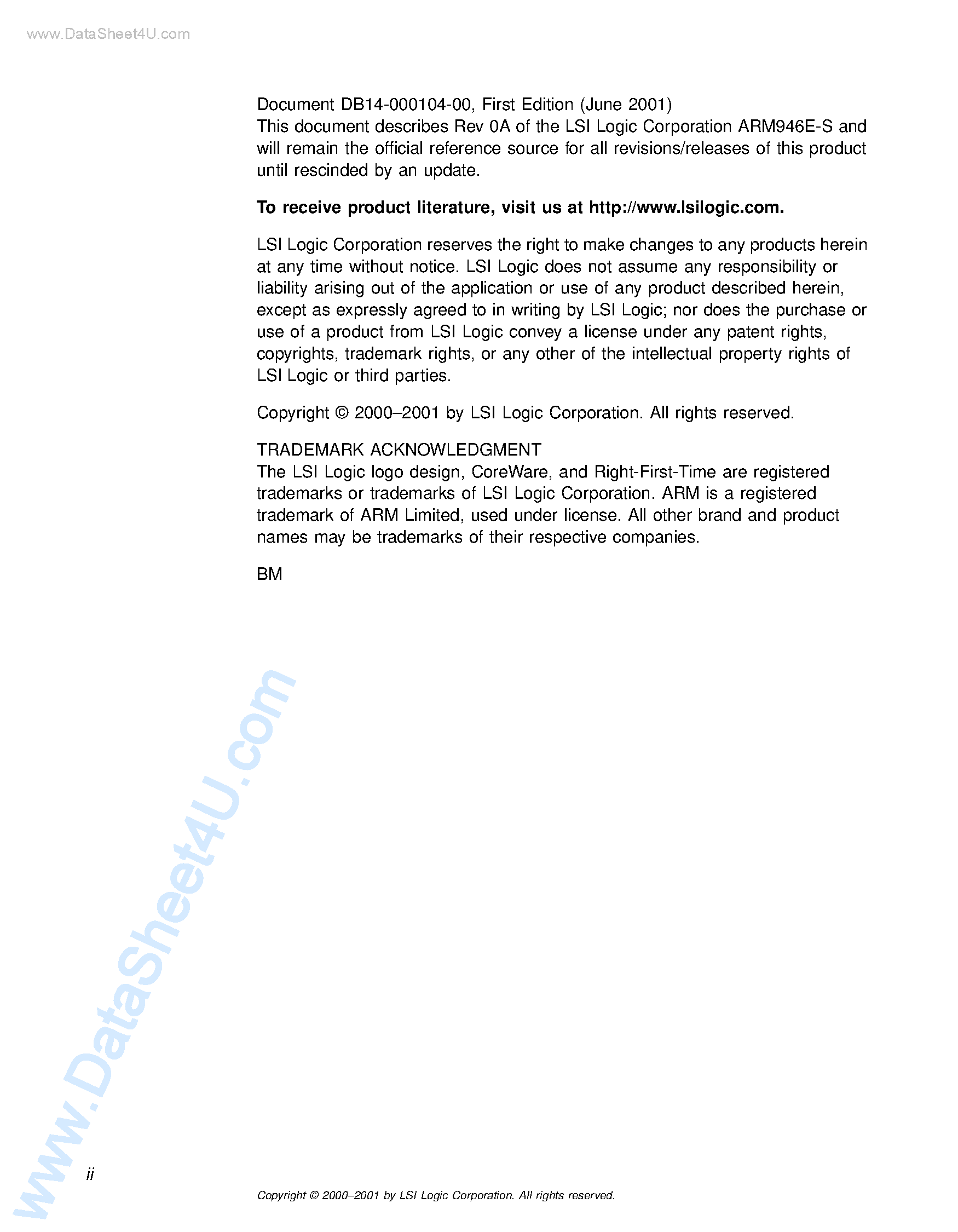 Datasheet ARM946E-S - Microprocessor Core page 2