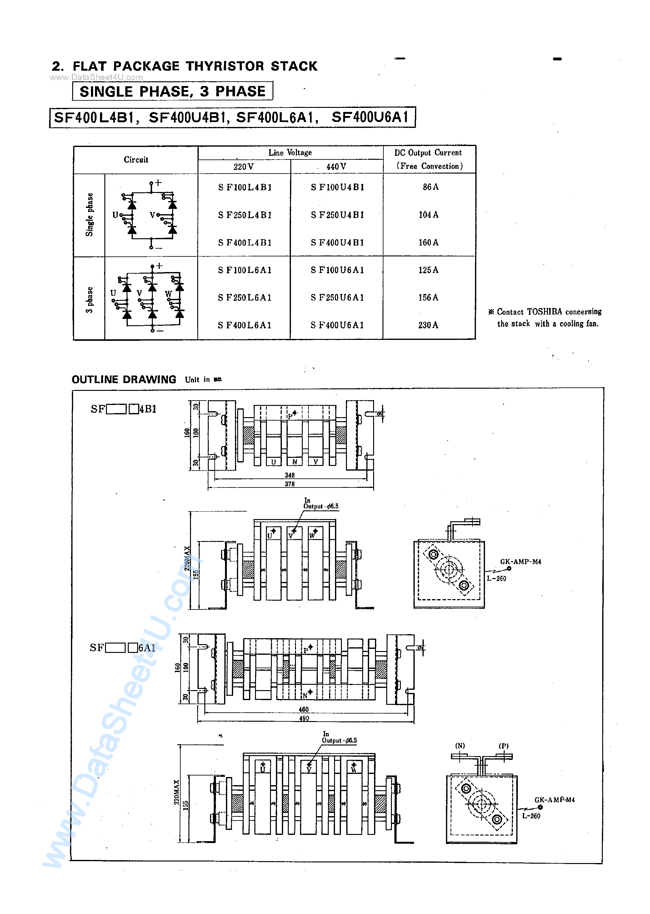 Даташит на микросхему SF400L4B1 страница 1 Даташит SF400L4B1 - (SF400Lxx1) Flat Package Thyristor Stack страница 1