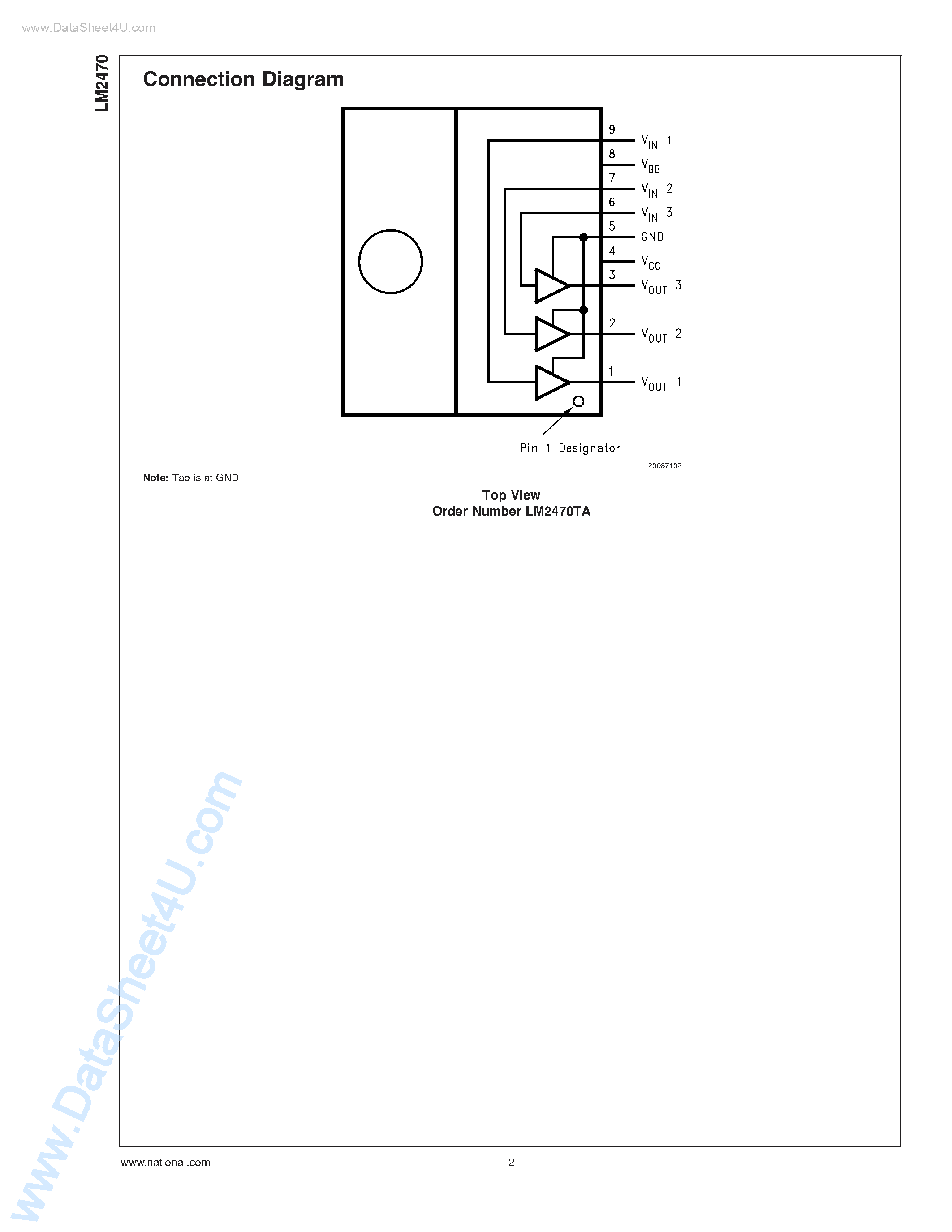 Даташит LM2470 - Monolithic Triple 7.0 ns CRT Driver страница 2