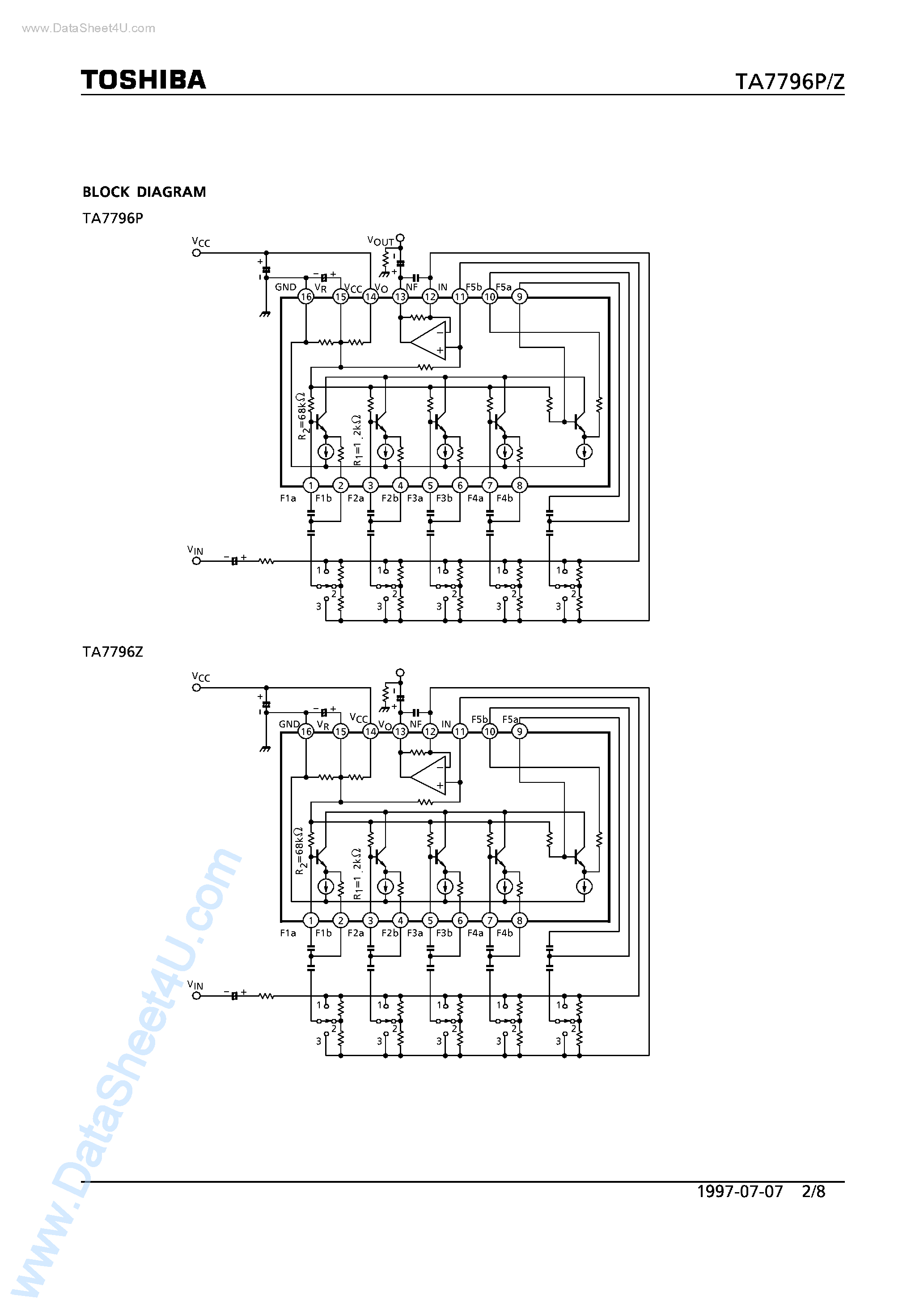Datasheet TA7796P - 5 BAND GRAPHIC EQUALIZER page 2