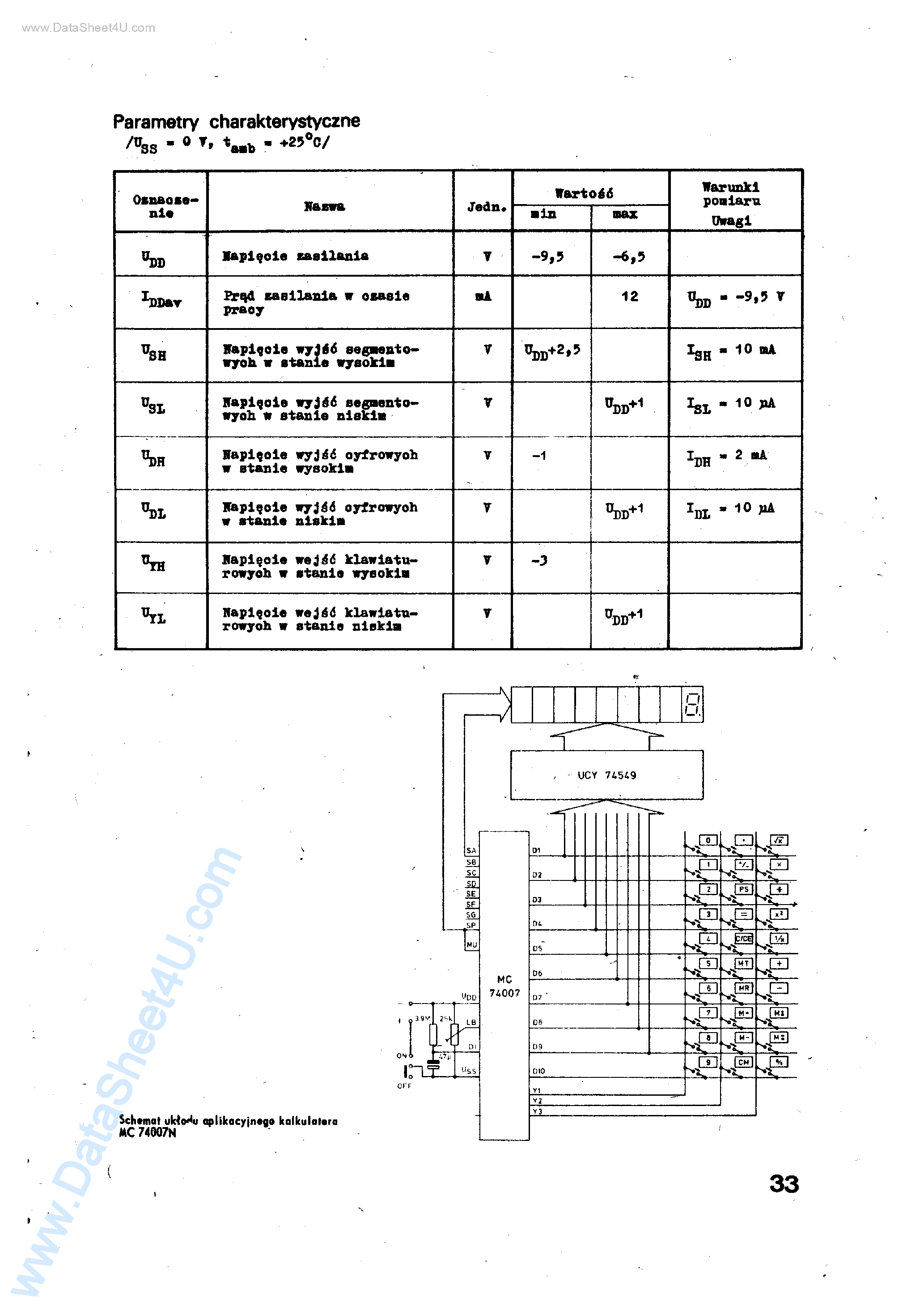 Datasheet MC74005N - (MC74005N / MC74007N) 8-function calculator unit co-operating with LED display page 2