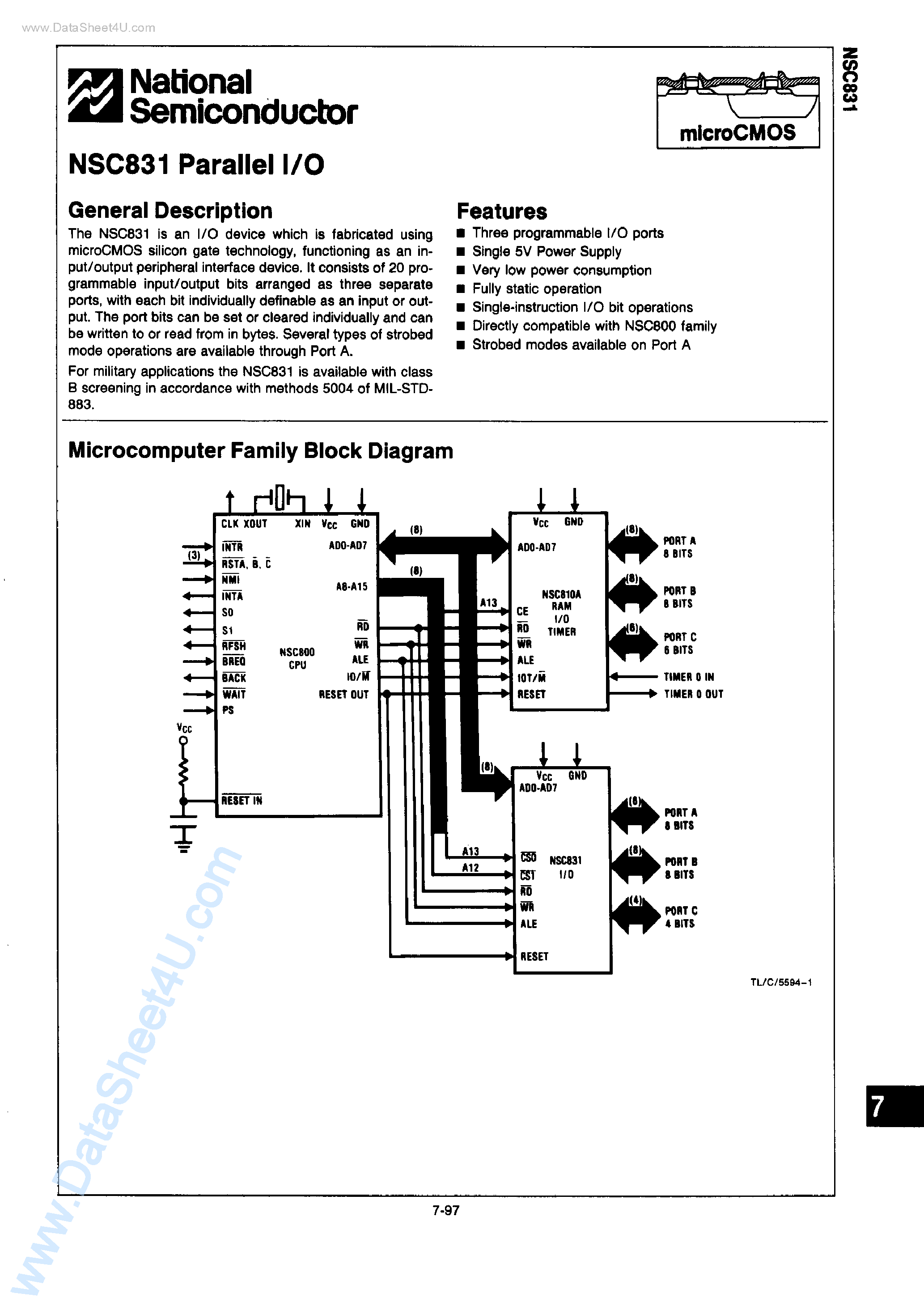 Даташит на микросхему NSC831 страница 1 Даташит NSC831 - Parallel I/O страница 1