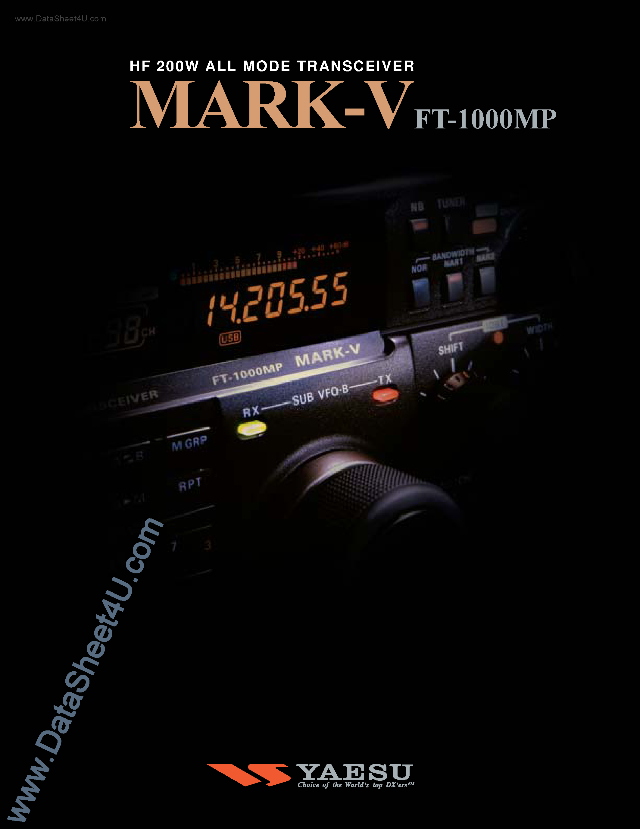 Datasheet FT-1000MP page 1 Datasheet FT-1000MP - Mark-V Transceiver page 1