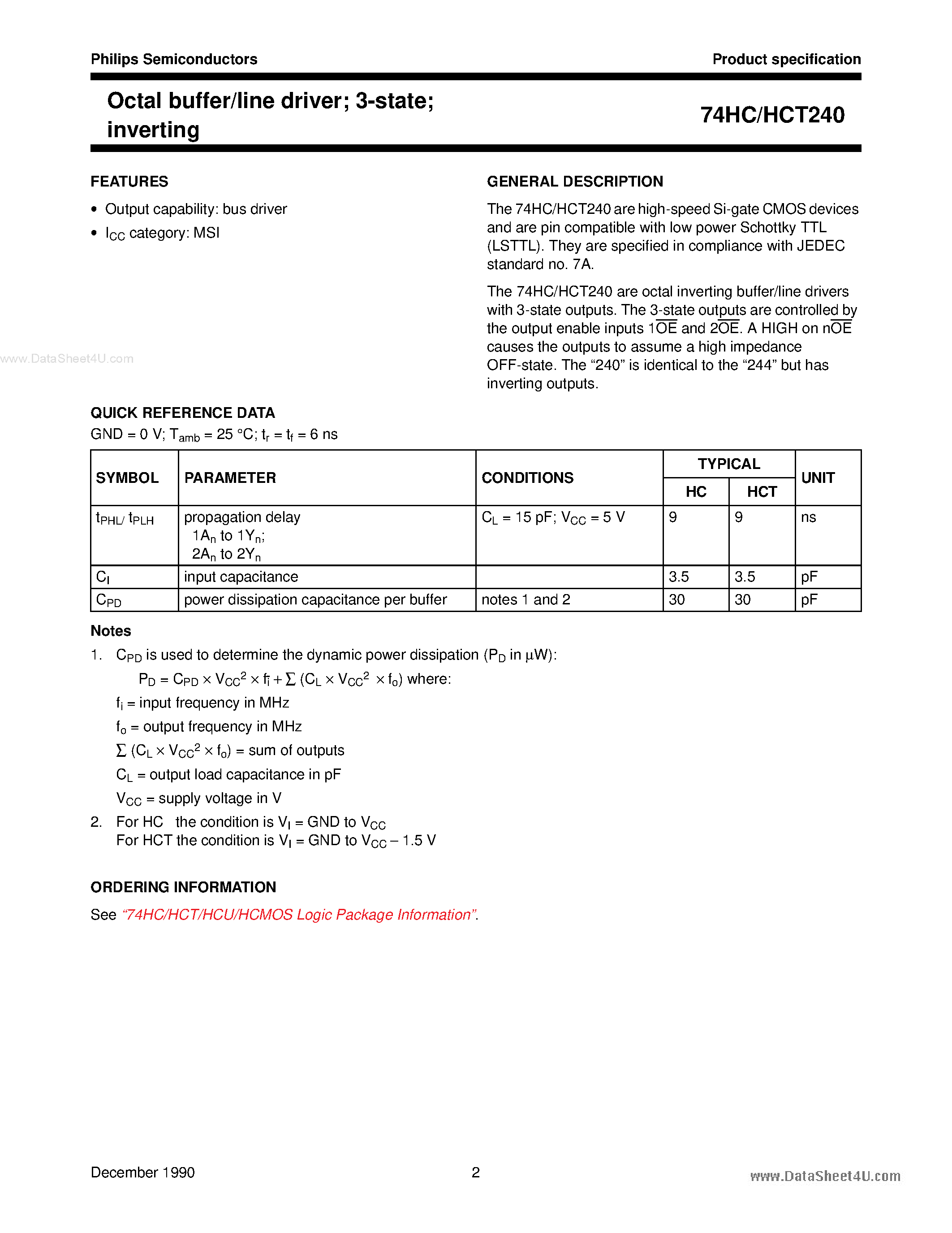 Datasheet HC240D page 2 Datasheet HC240D - Search -----> 74HC240 page 2