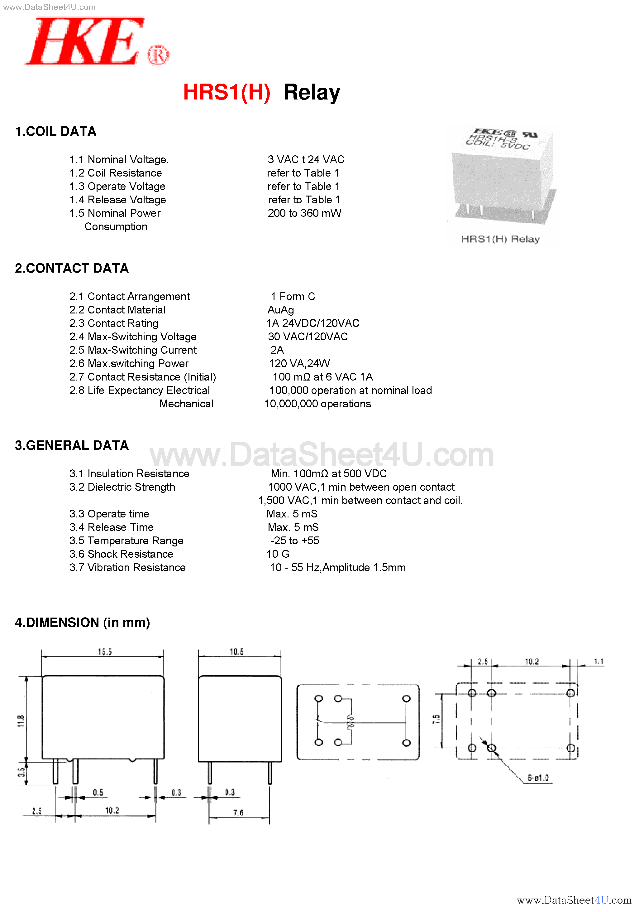 Даташит HRS1H - Relay страница 1