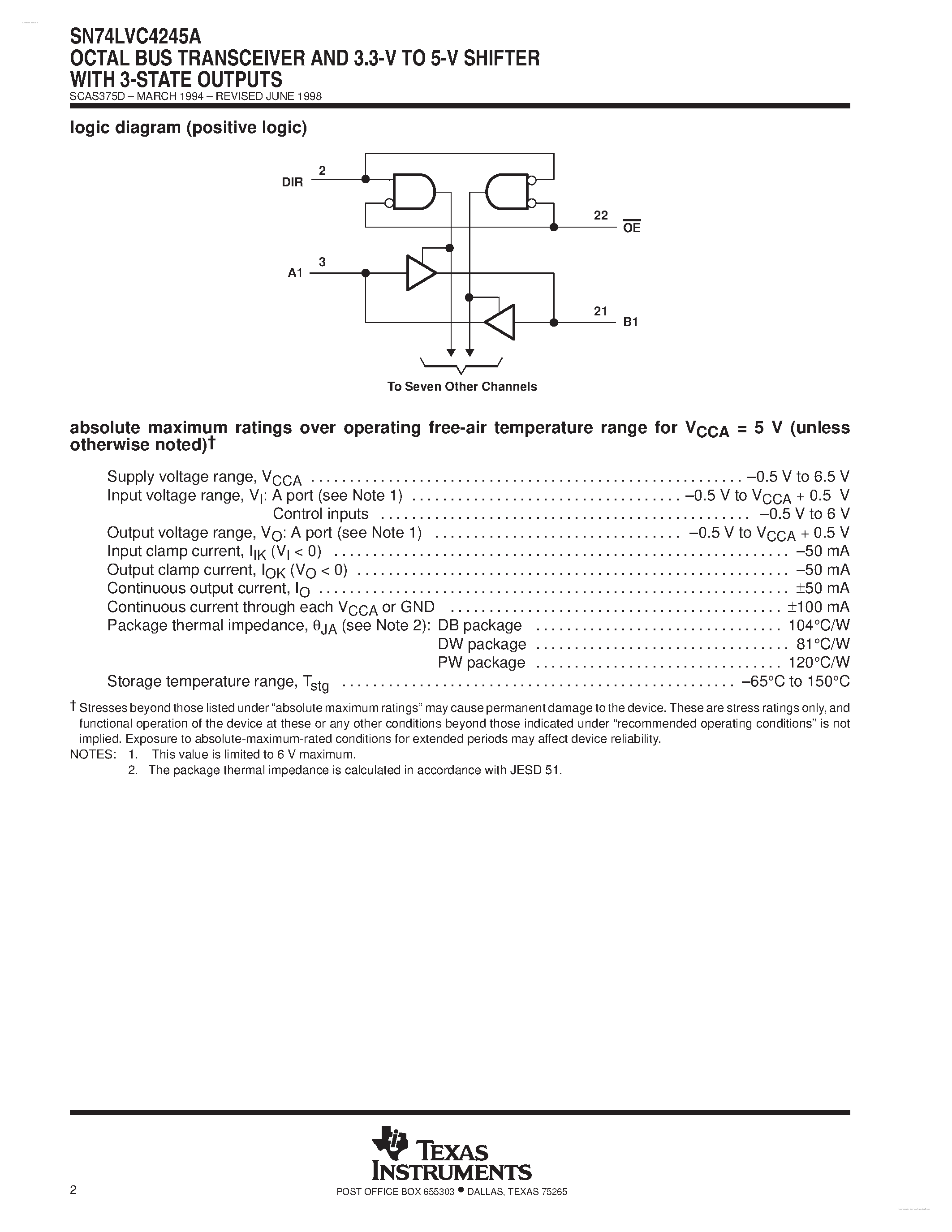 Datasheet LVC4245A - Search -----> 74LVC4245A / SN74LVC4245A page 2