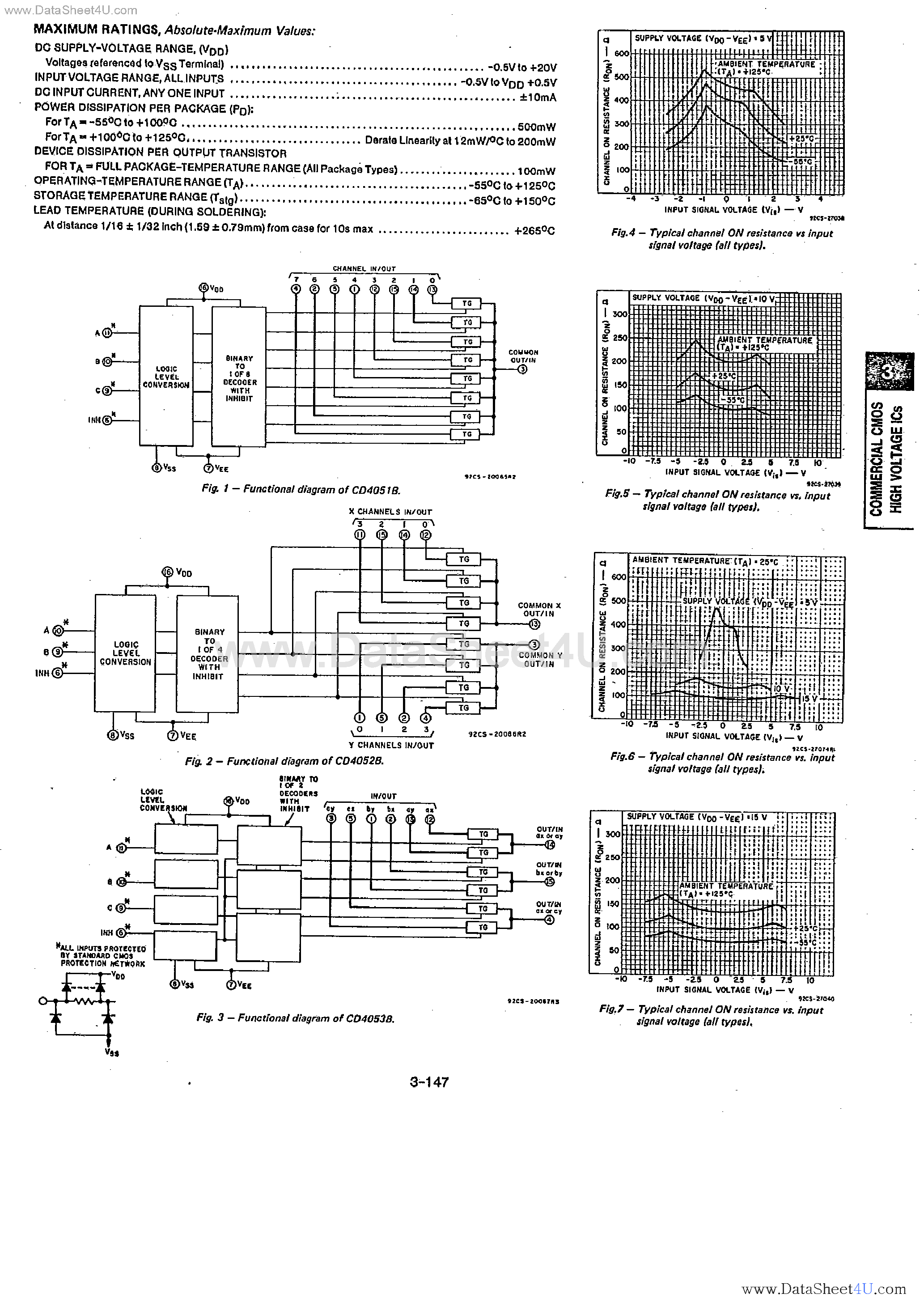 Даташит CD4051B - (CD4051BE - CD4053BE) CMOS Analog Multiplexers / Demultiplexers страница 2