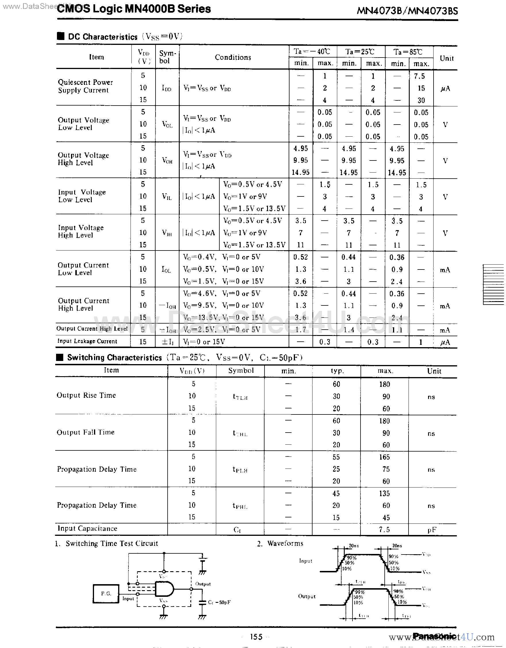 Datasheet MN4073B - Triple 3-Input AND Gates page 2