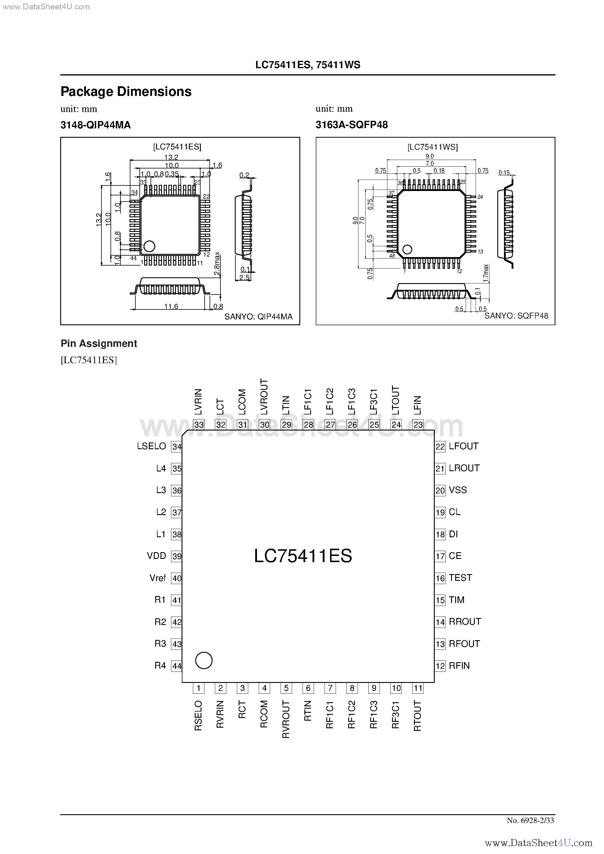 Даташит на микросхему LC75411ES страница 2 Даташит LC75411ES - (LC75411ES/WS) electronic volume control system страница 2