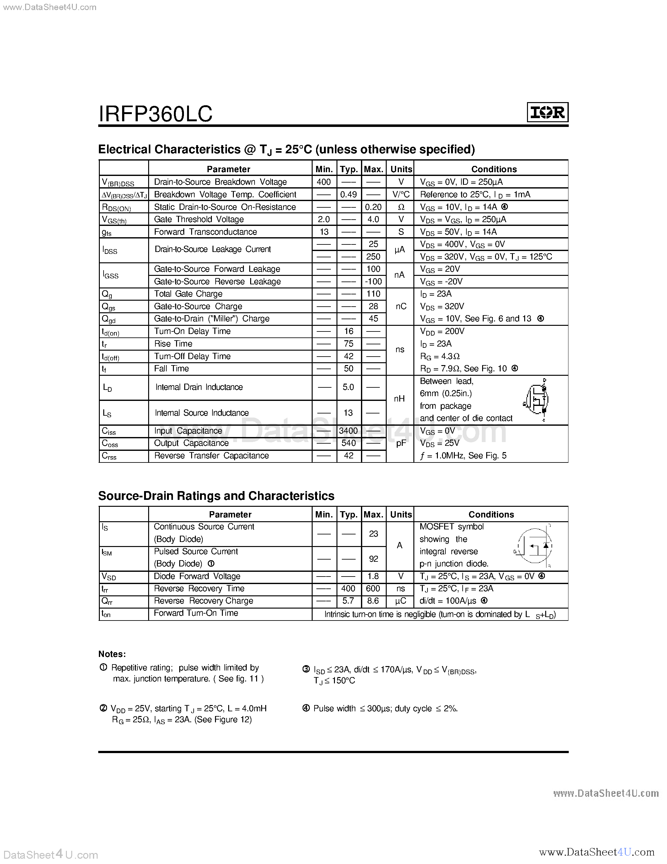 Datasheet IRFP360LC - Power MOSFET page 2