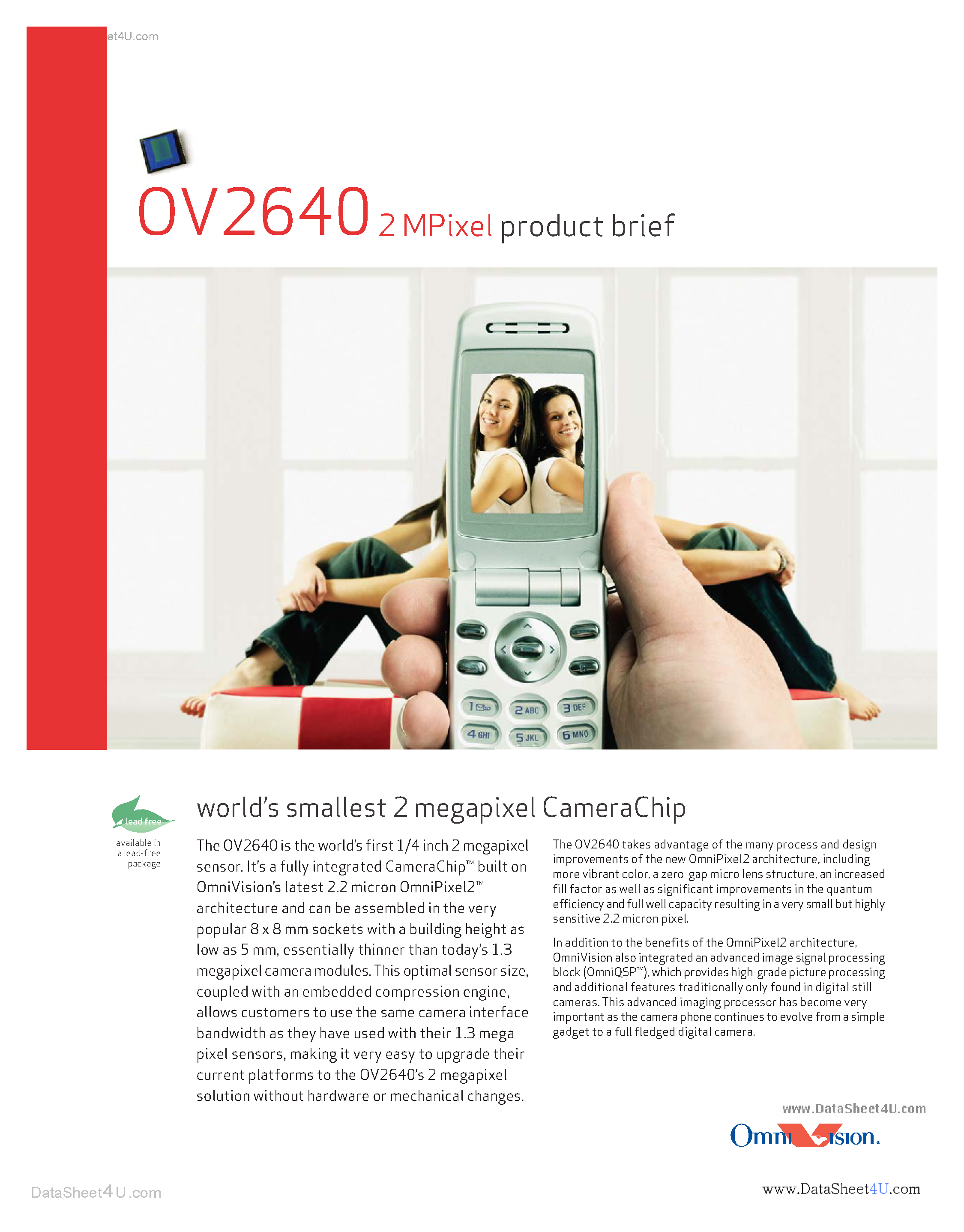 Даташит OV2640 - 2M Pixel Product Brief страница 1