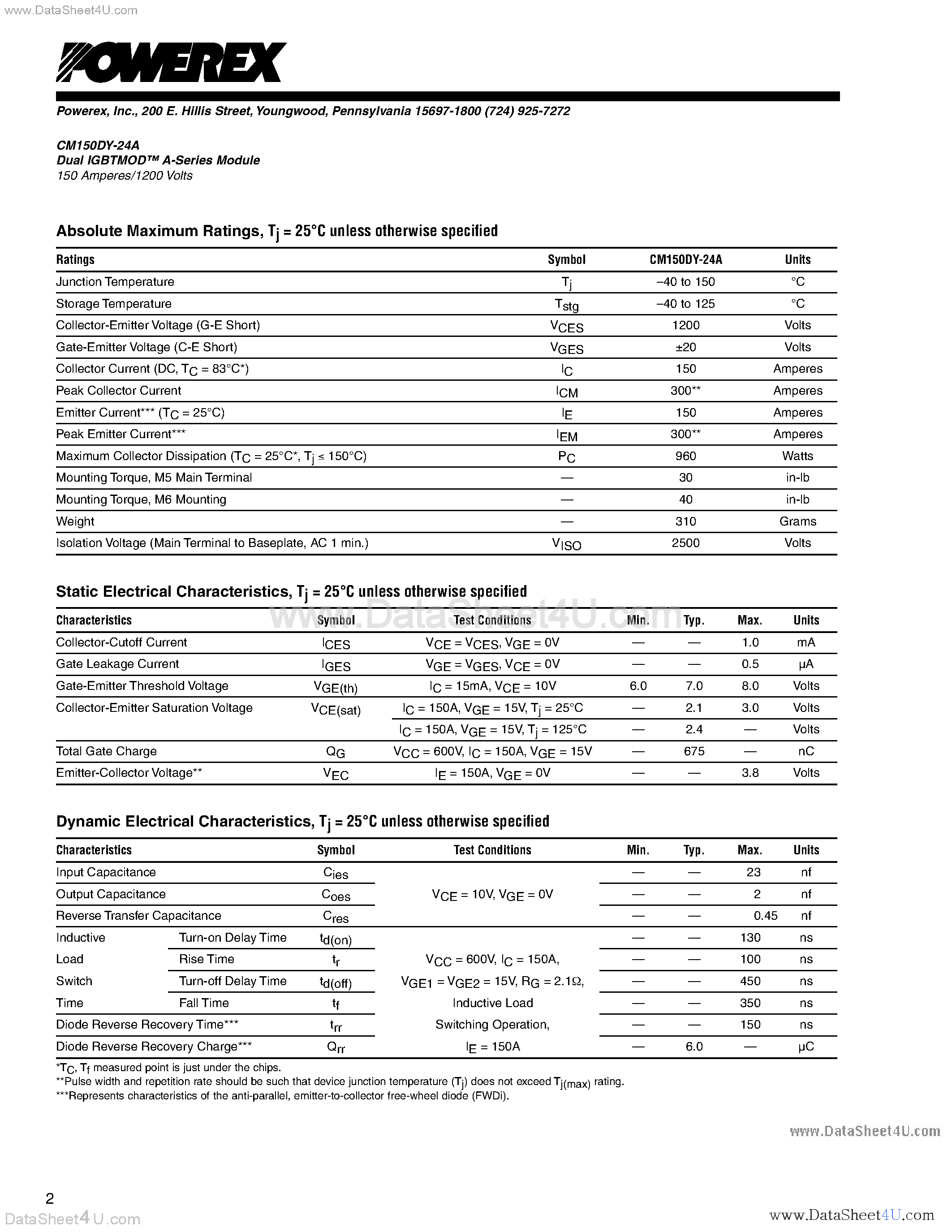 Datasheet CM150DY-24A - Dual IGBT A-Series Module page 2