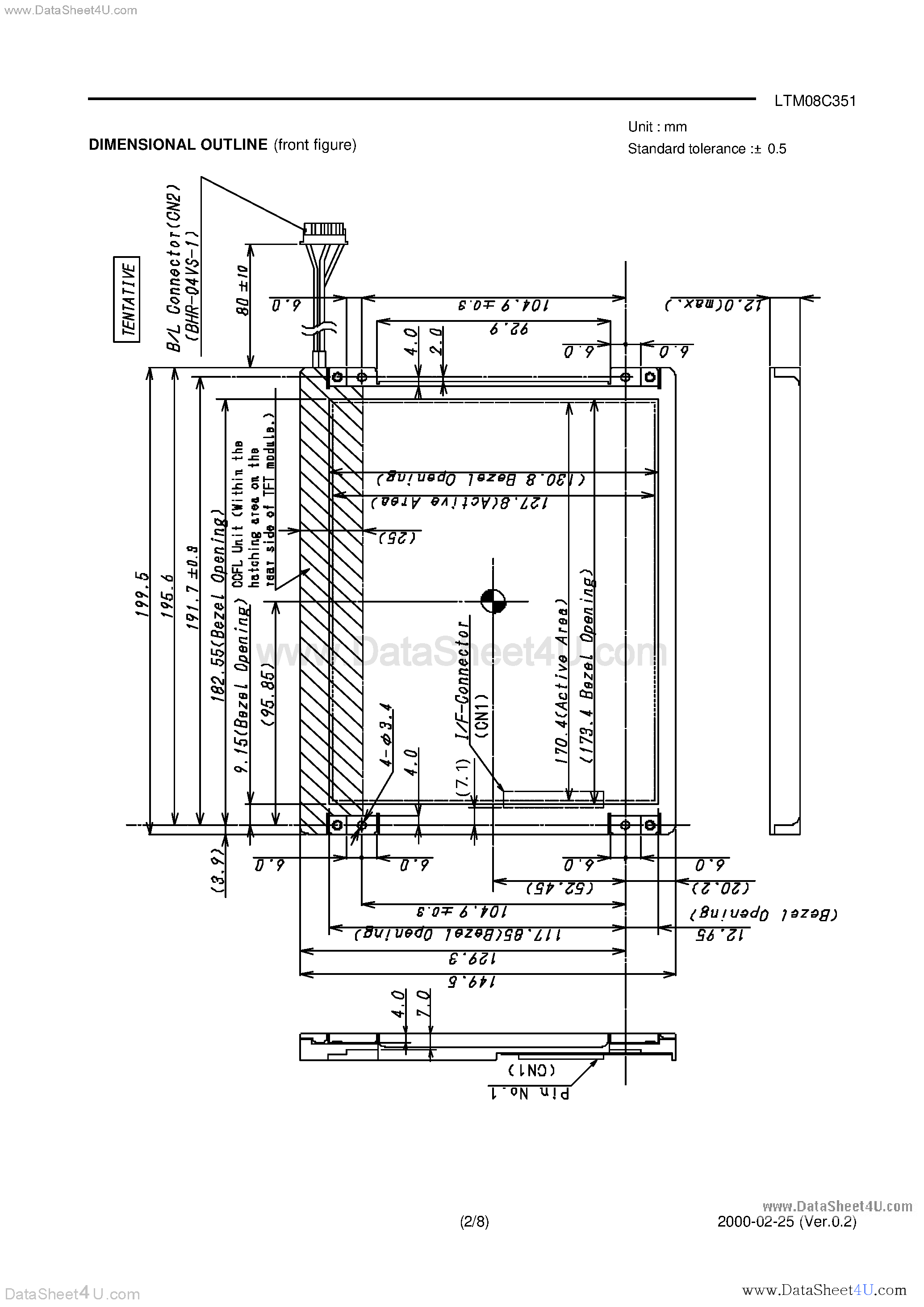 Datasheet LTM08C351 - 21cm COLOR TFT-LCD MODULE 8.4 TYPE page 2