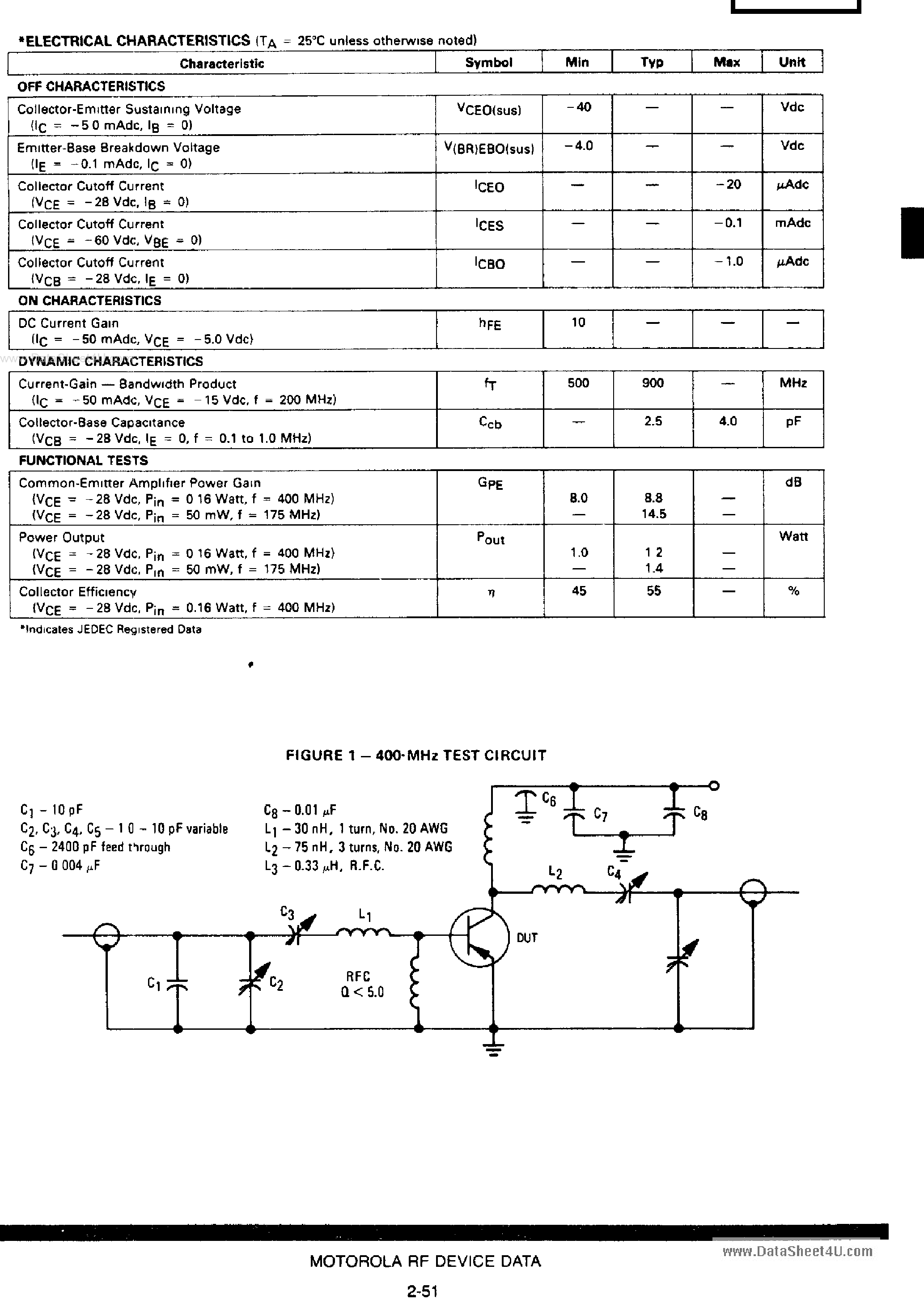 Datasheet 2N5160 - Power Transistor page 2