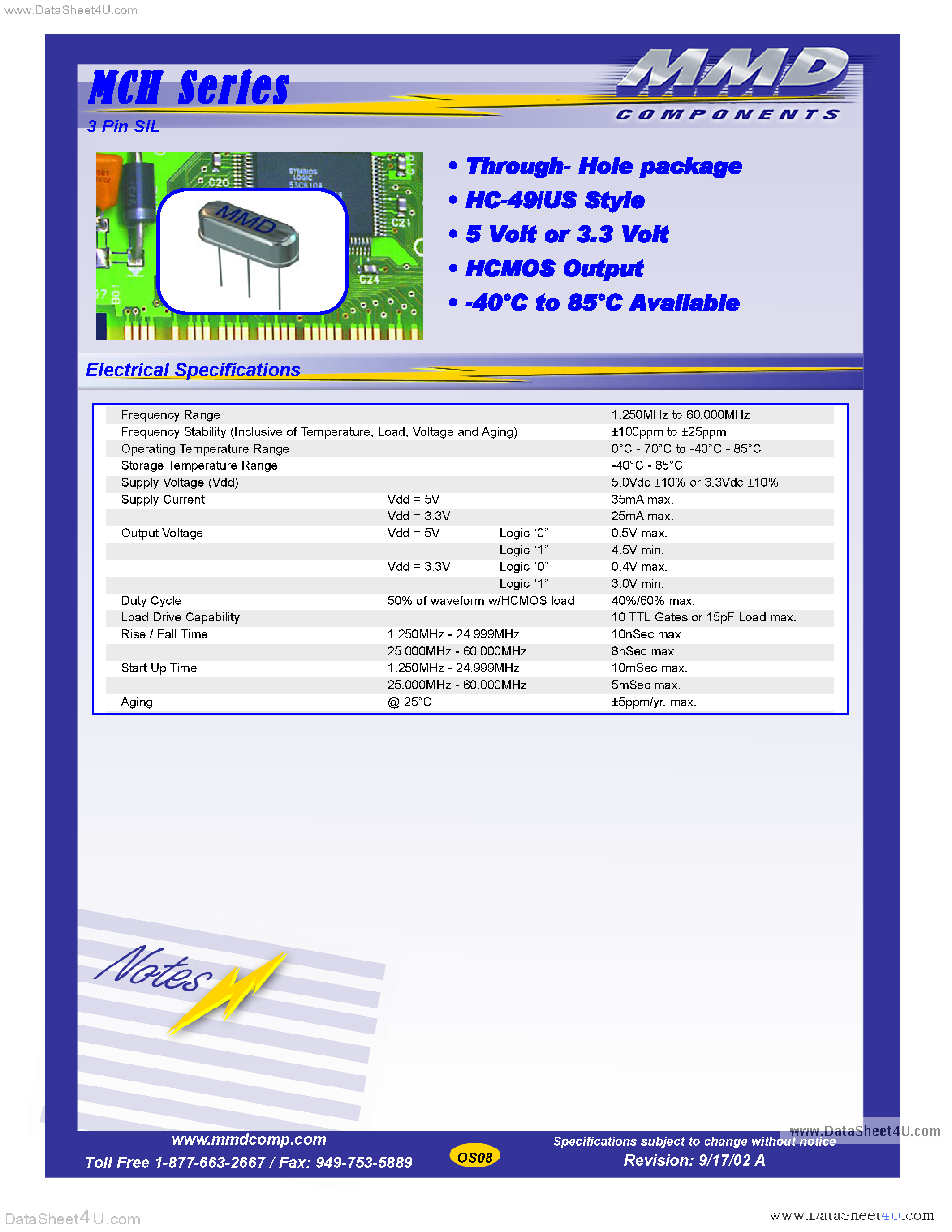 Даташит MC3100H - Oscillator страница 1