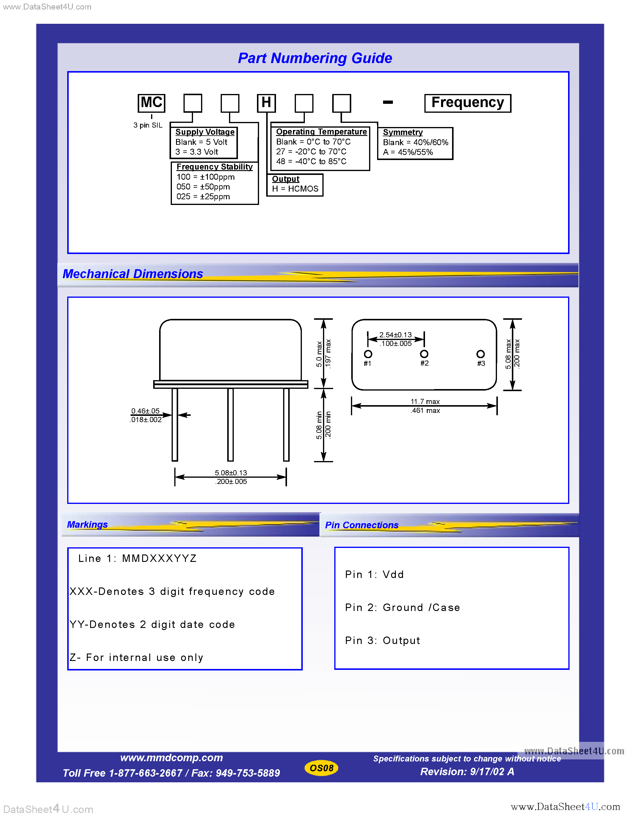 Даташит MC3100H - Oscillator страница 2