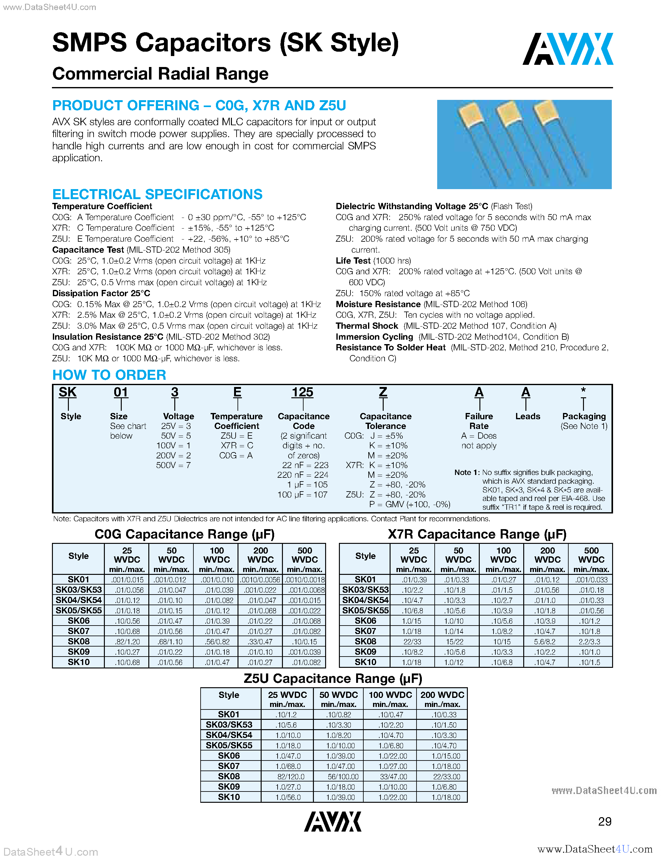 Datasheet SK045xxxxKAA - SMPS Capacitors page 1