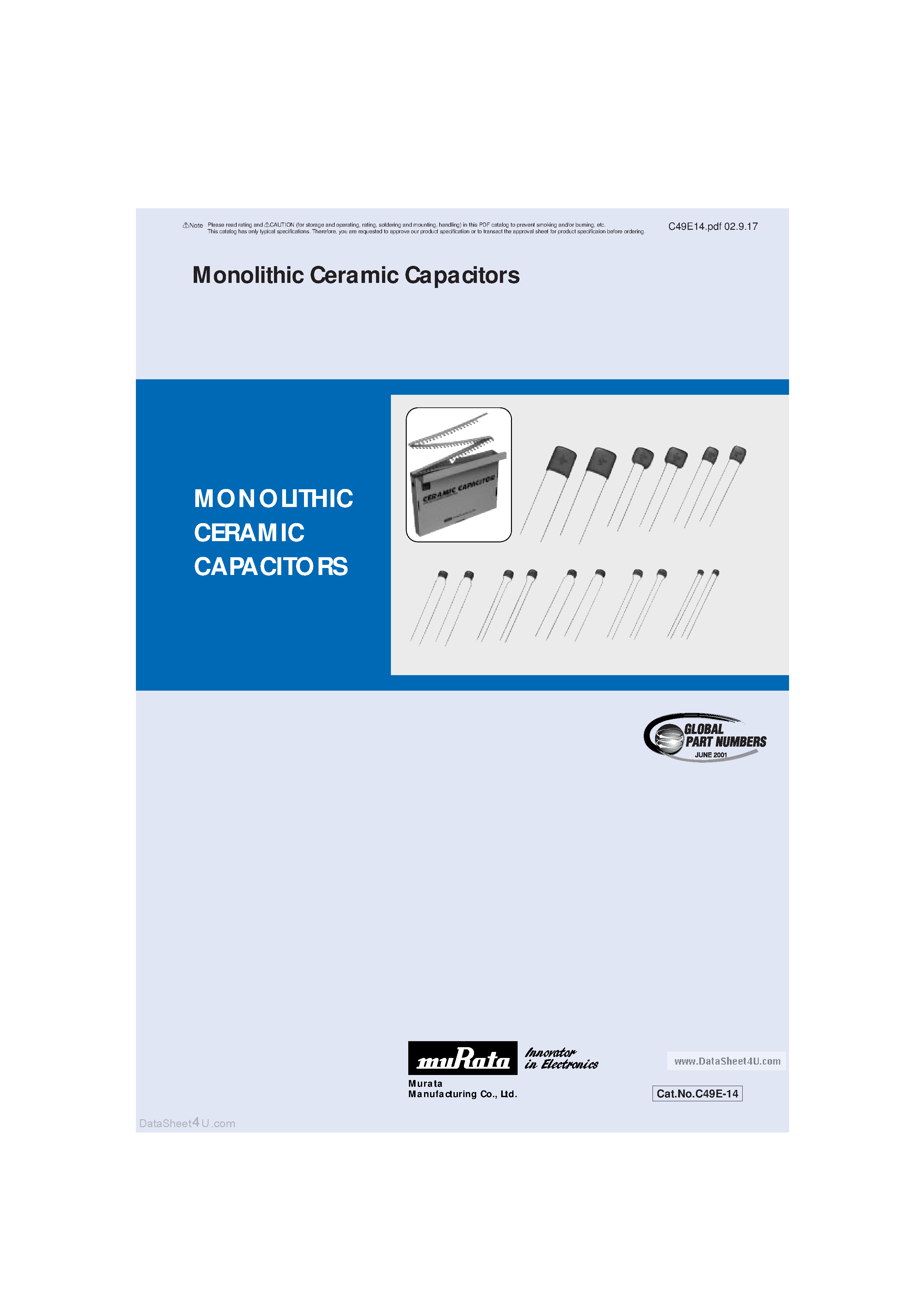 Datasheet RPE5Cxxxxxx - (RPExxxx) Monolithic Ceramic Capacitors page 1