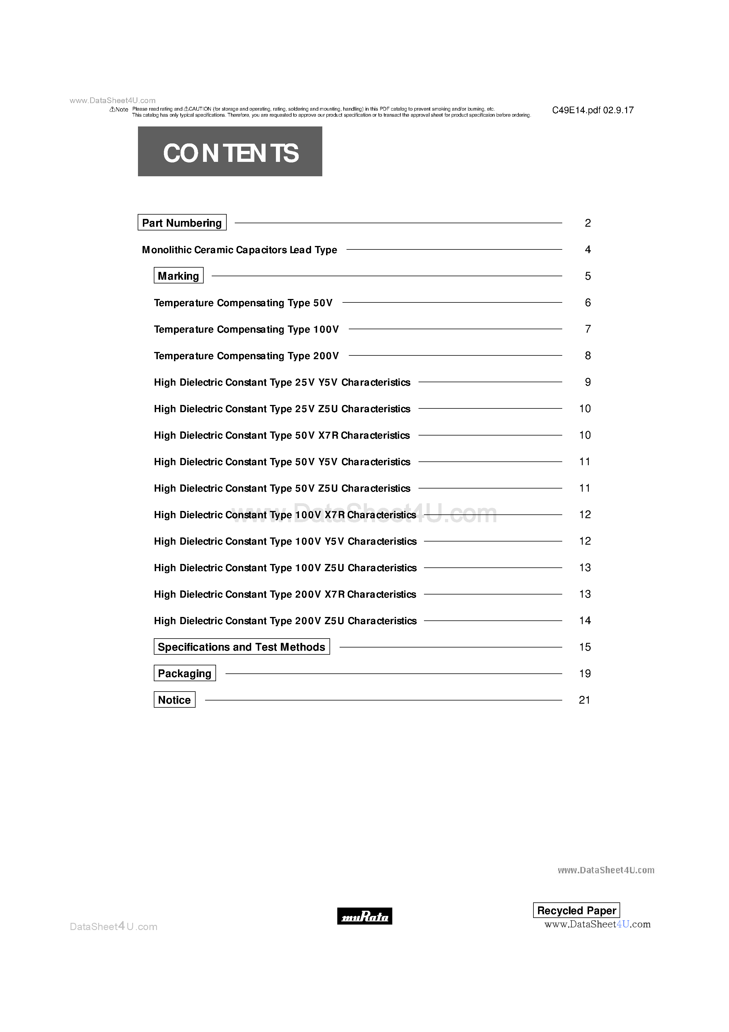 Datasheet RPE5Cxxxxxx - (RPExxxx) Monolithic Ceramic Capacitors page 2