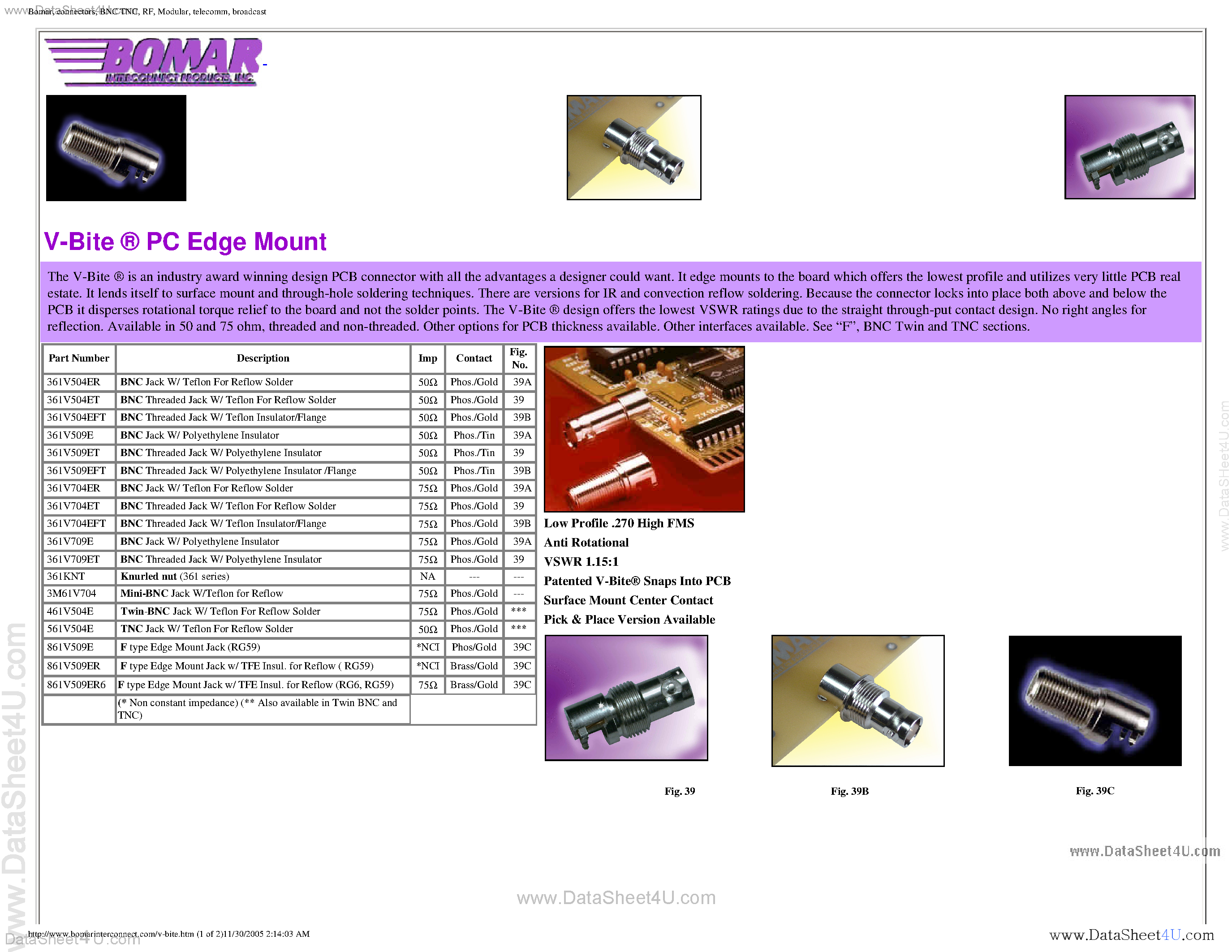 Datasheet 361KNT - (361xxxx) V-Bit PC Edge Mount page 1