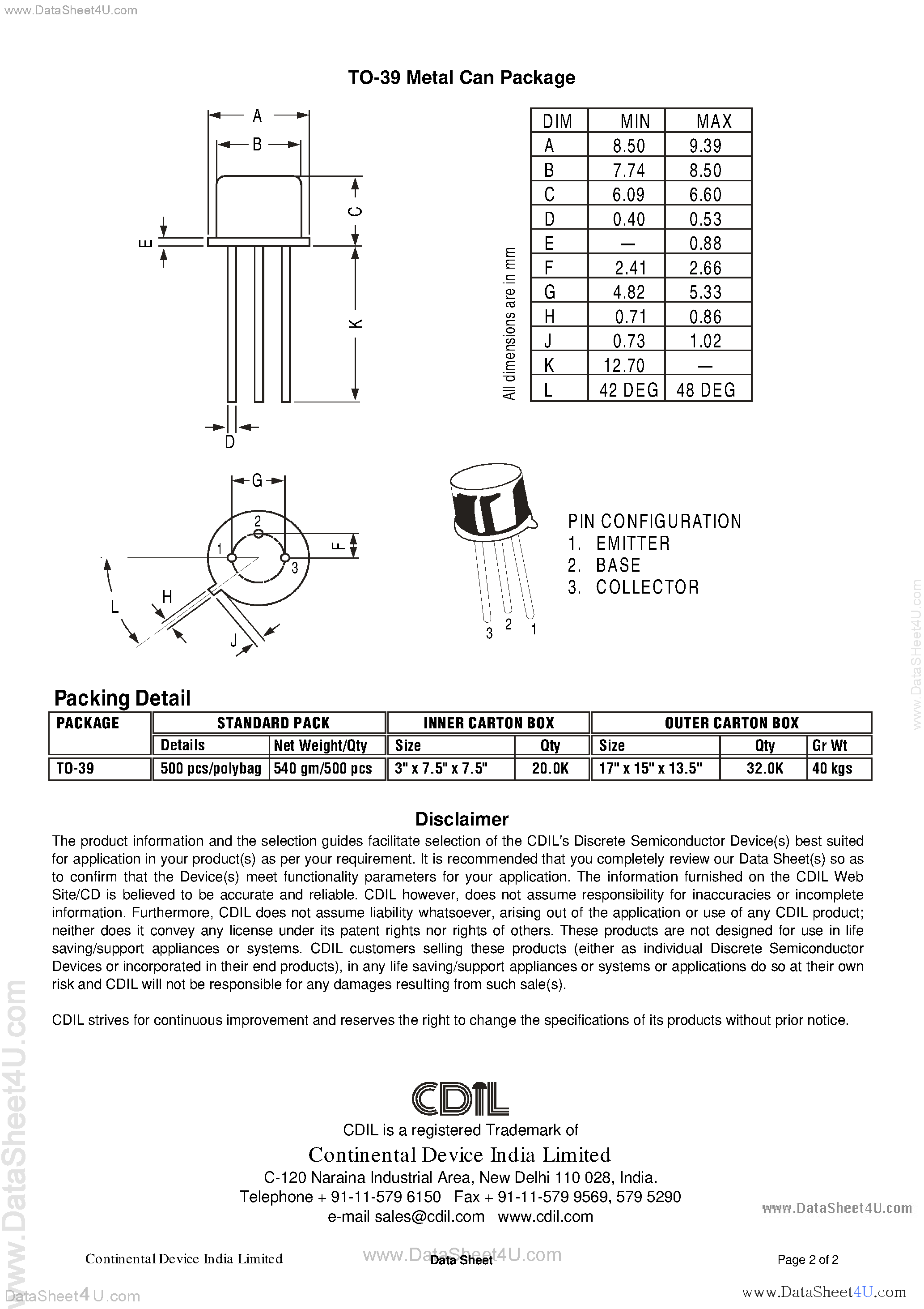 Даташит CL100S - NPN / PNP Silicon Planar Transistors страница 2