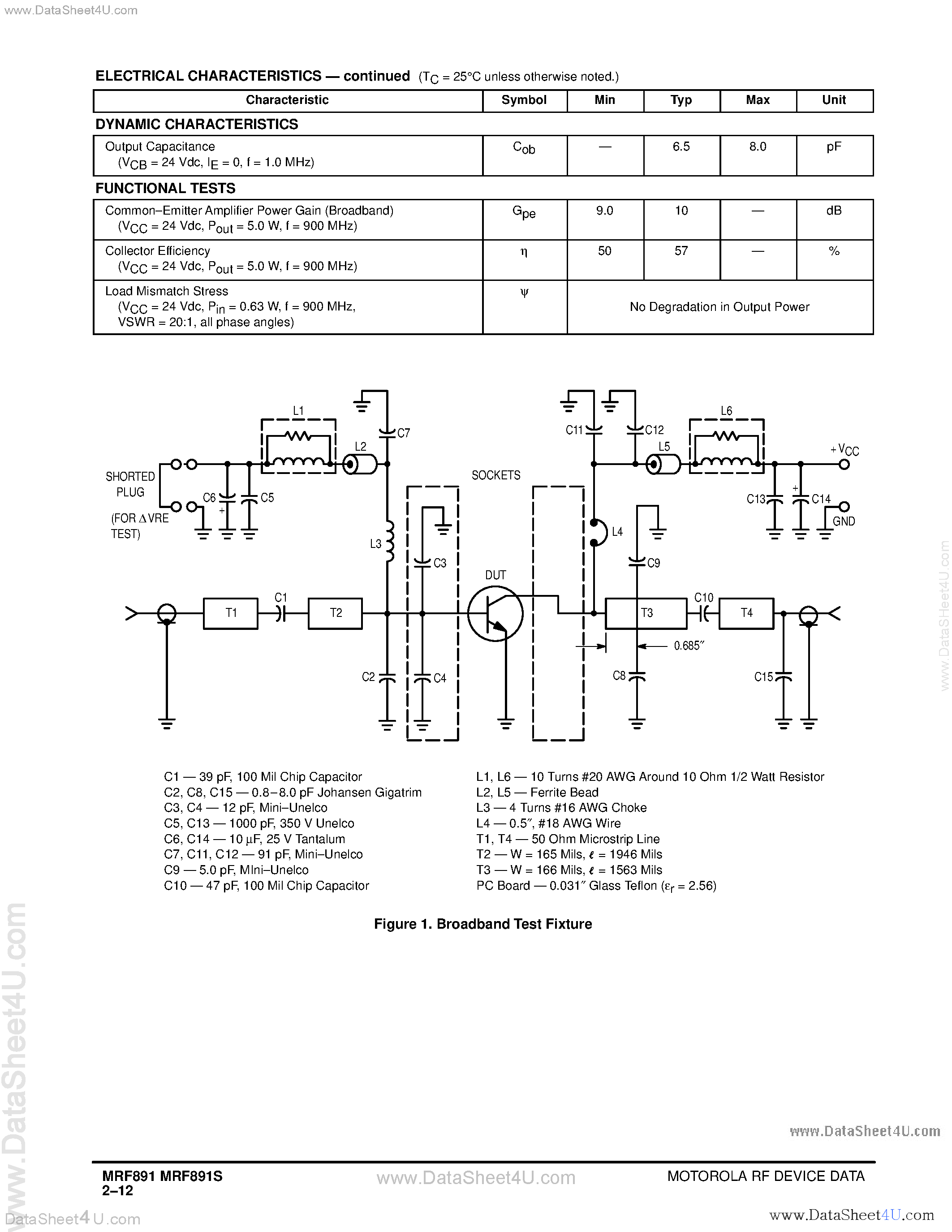Datasheet MRF891 - RF POWER TRANSISTORS NPN SILICON page 2