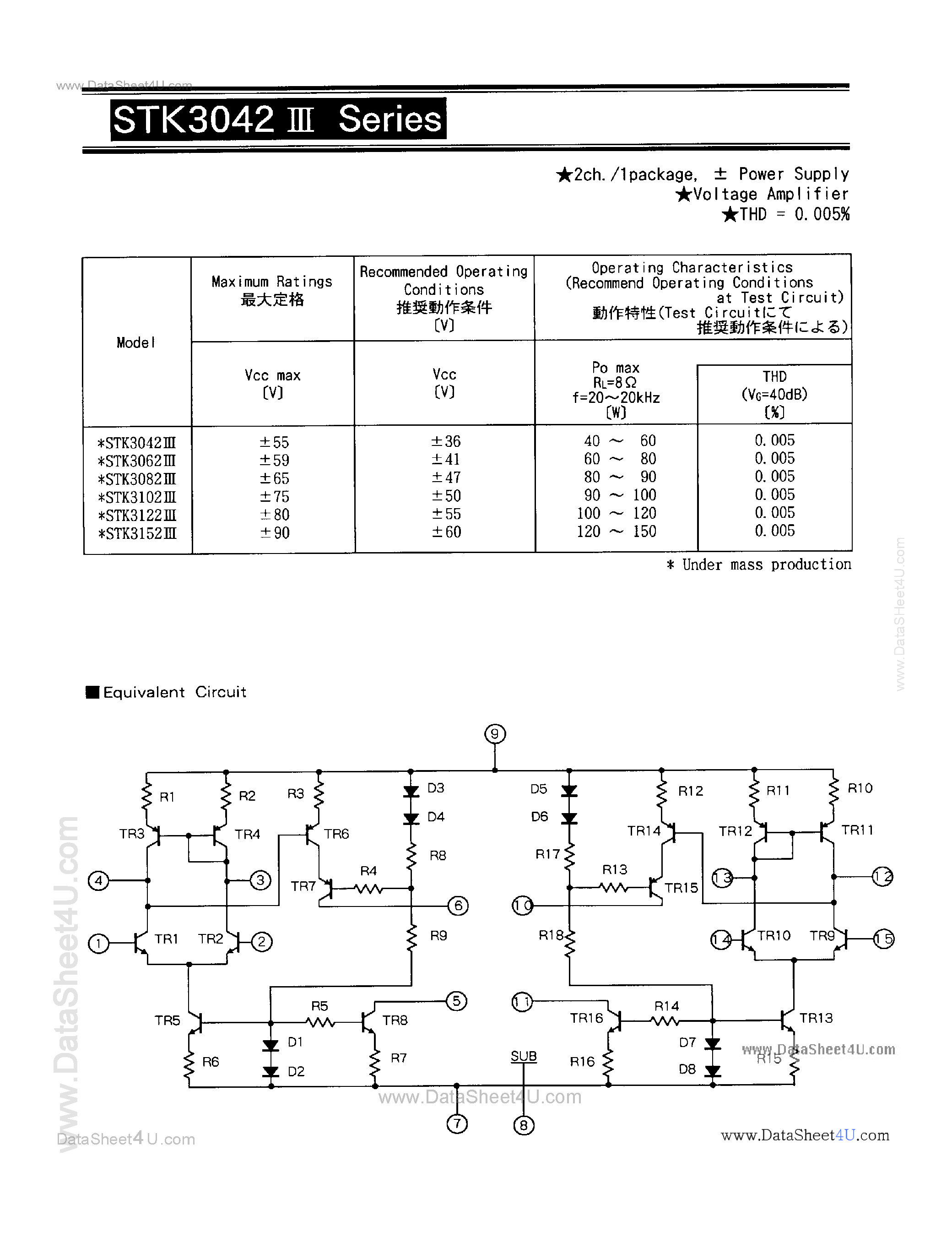 Даташит на микросхему STK3102 страница 1 Даташит STK3102 - AUDIO POWER AMPLIFIER страница 1