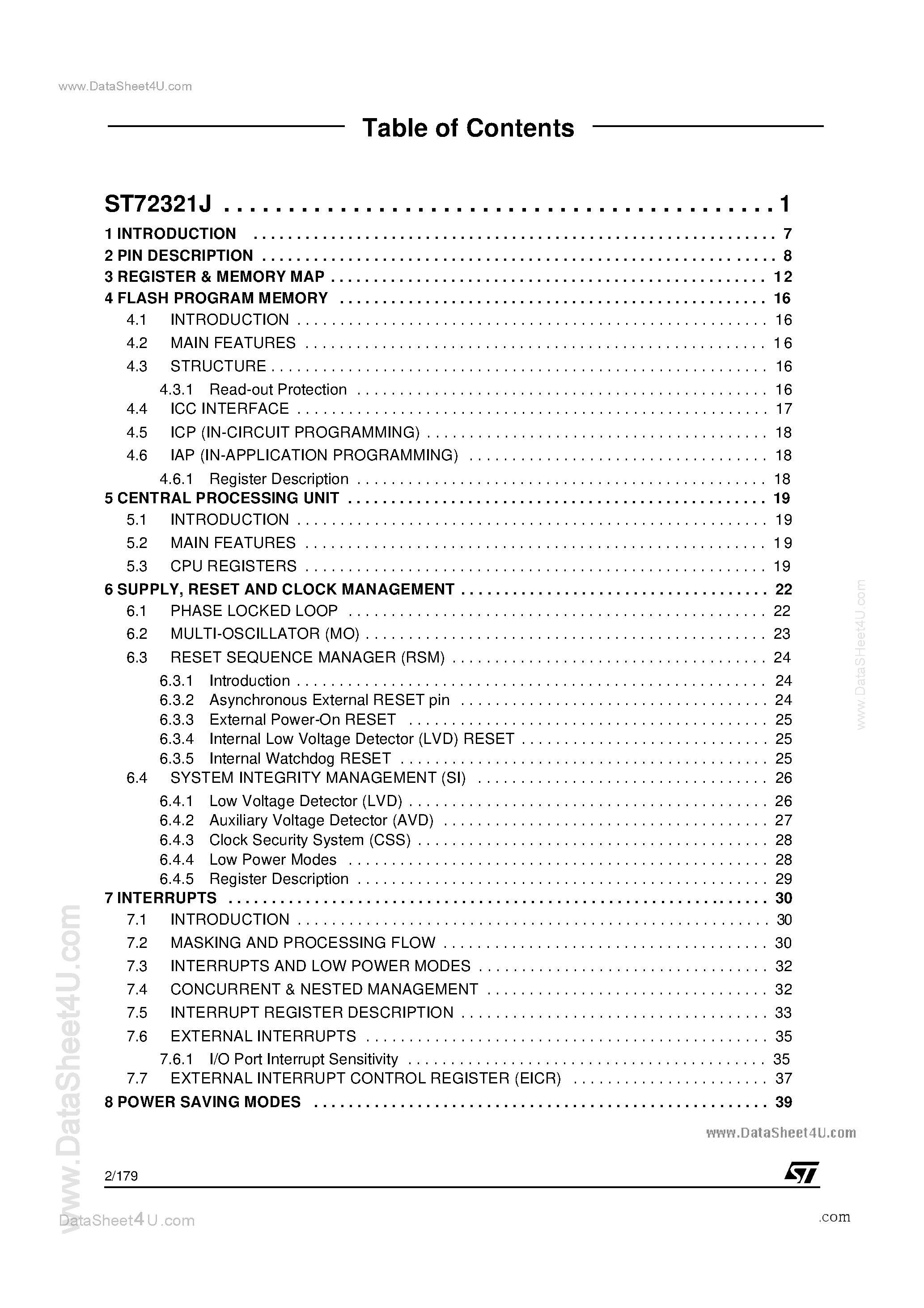Datasheet ST72F321J - 8-BIT MCU page 2