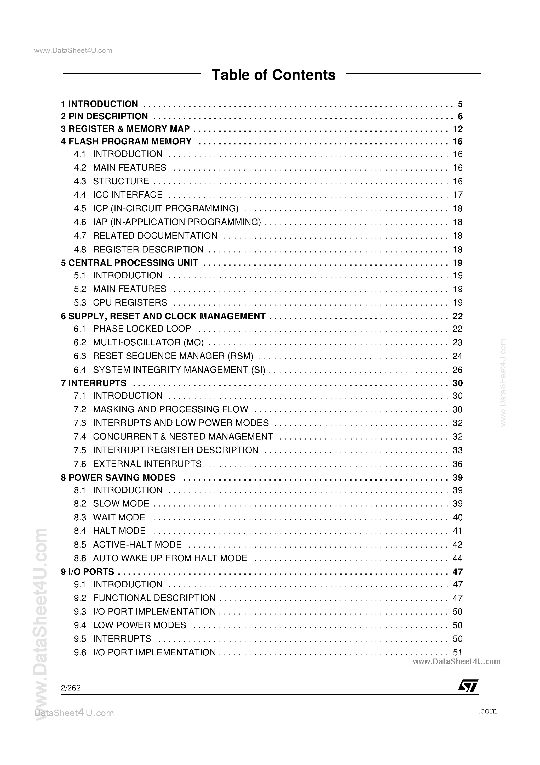 Datasheet ST72F561 page 2 Datasheet ST72F561 - 8-BIT MCU page 2