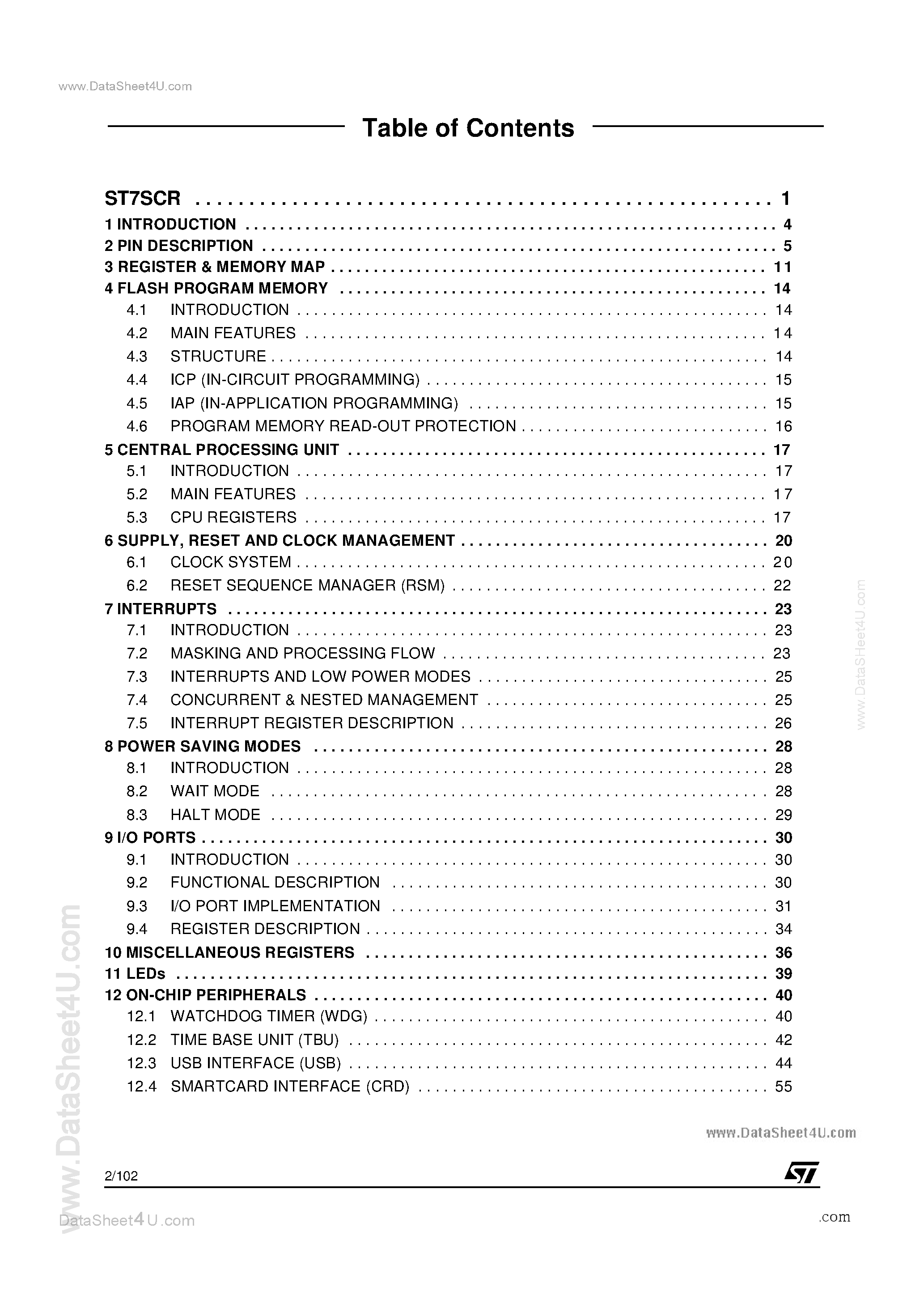 Datasheet ST72FSCR - 8-BIT MCU page 2