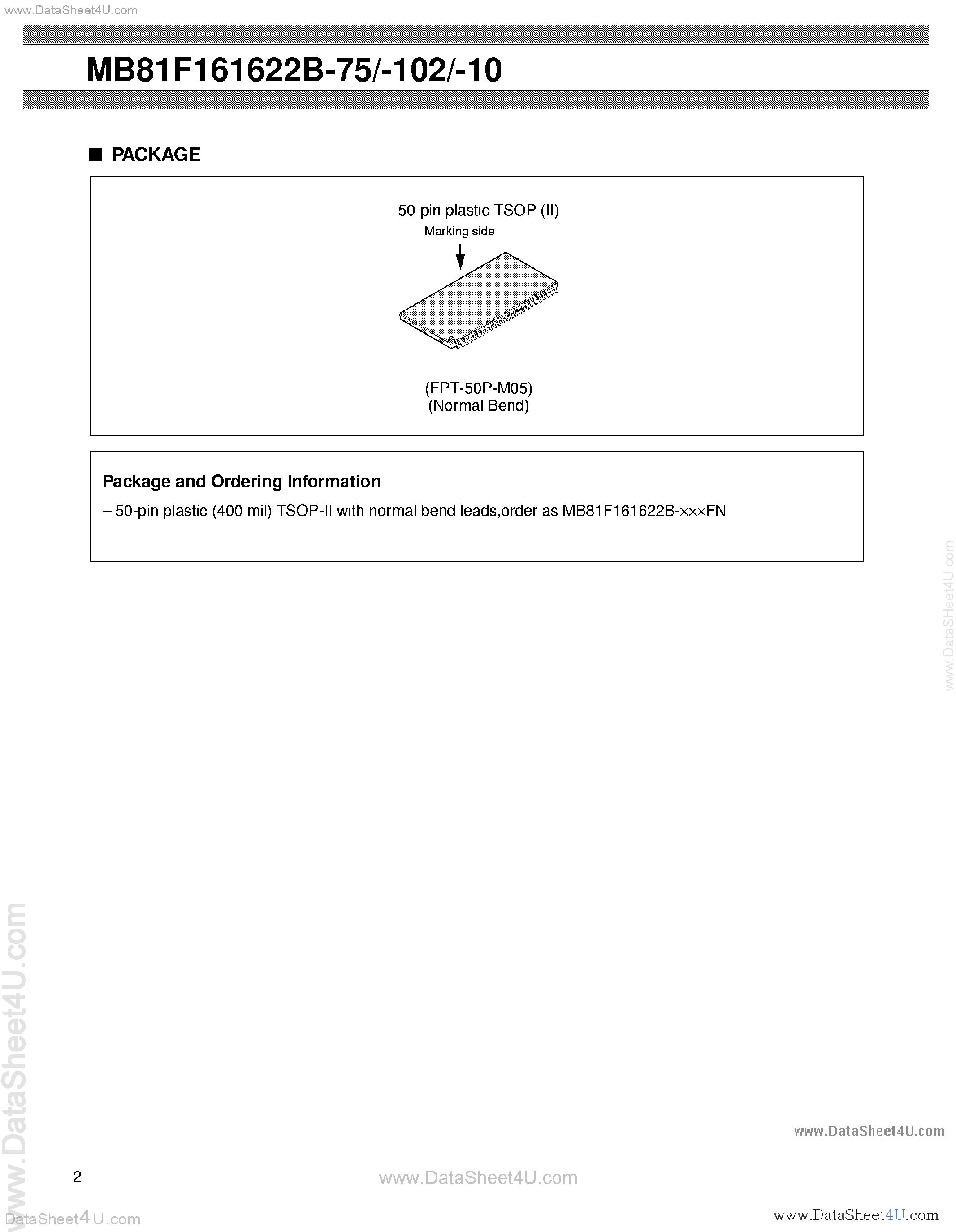 Datasheet MB81F161622B - 2 x 512K x 16-Bit SDRAM page 2