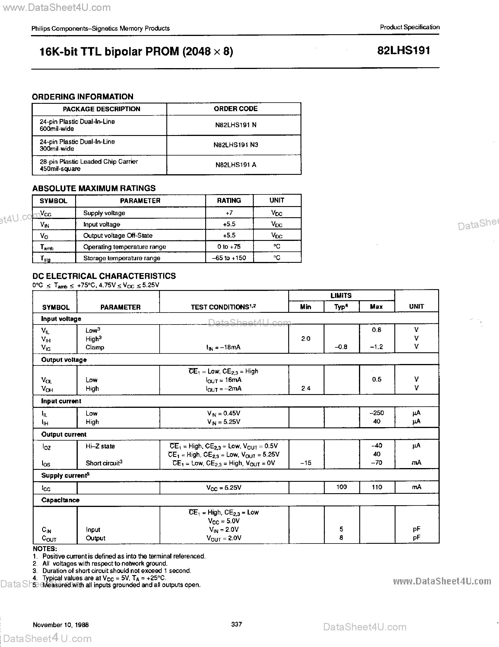 Даташит N82HS191 - 16K-Bit TTL Bipolar PROM страница 2