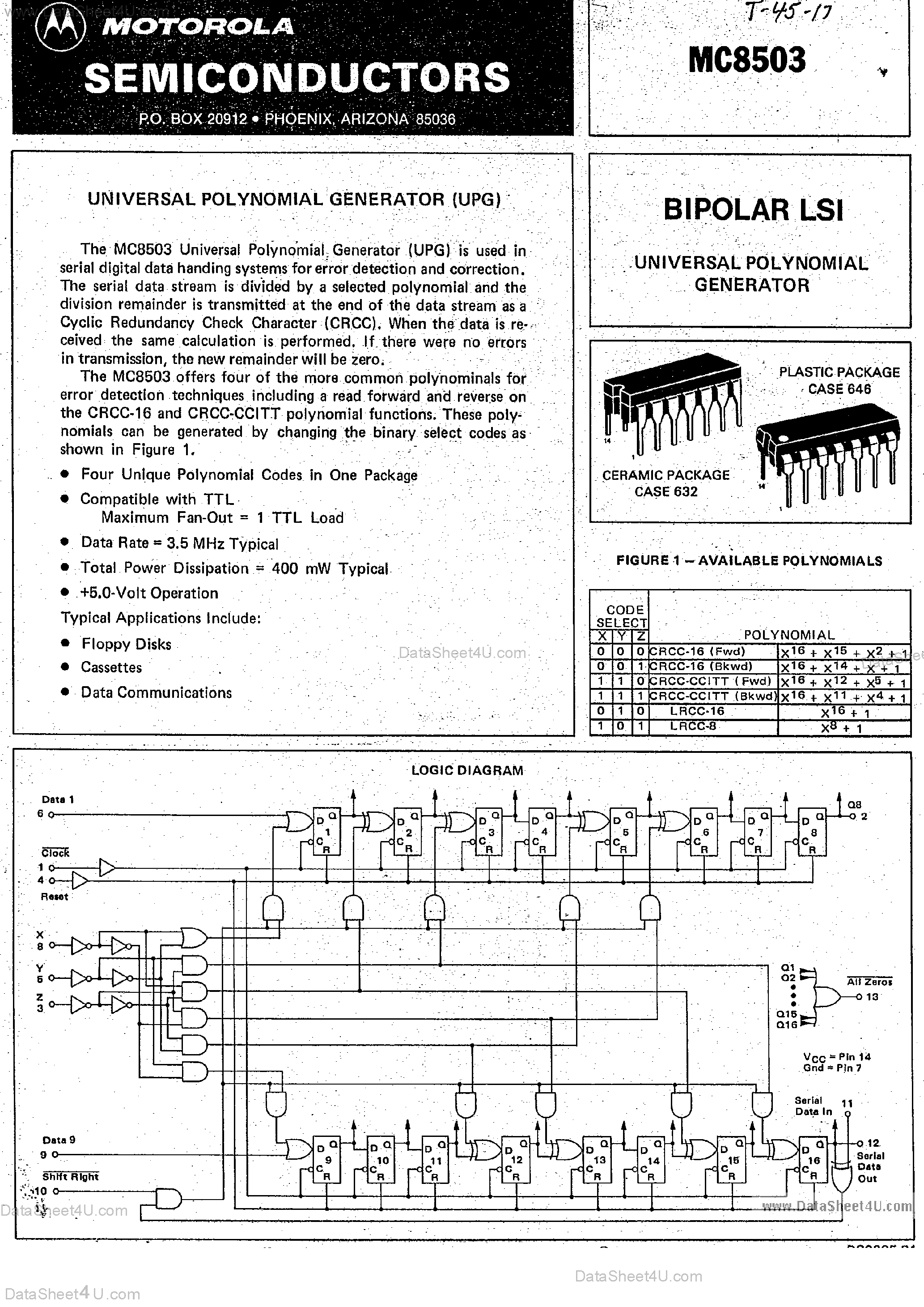 Datasheet MC8503 - UPG / Bipolar LSI page 1