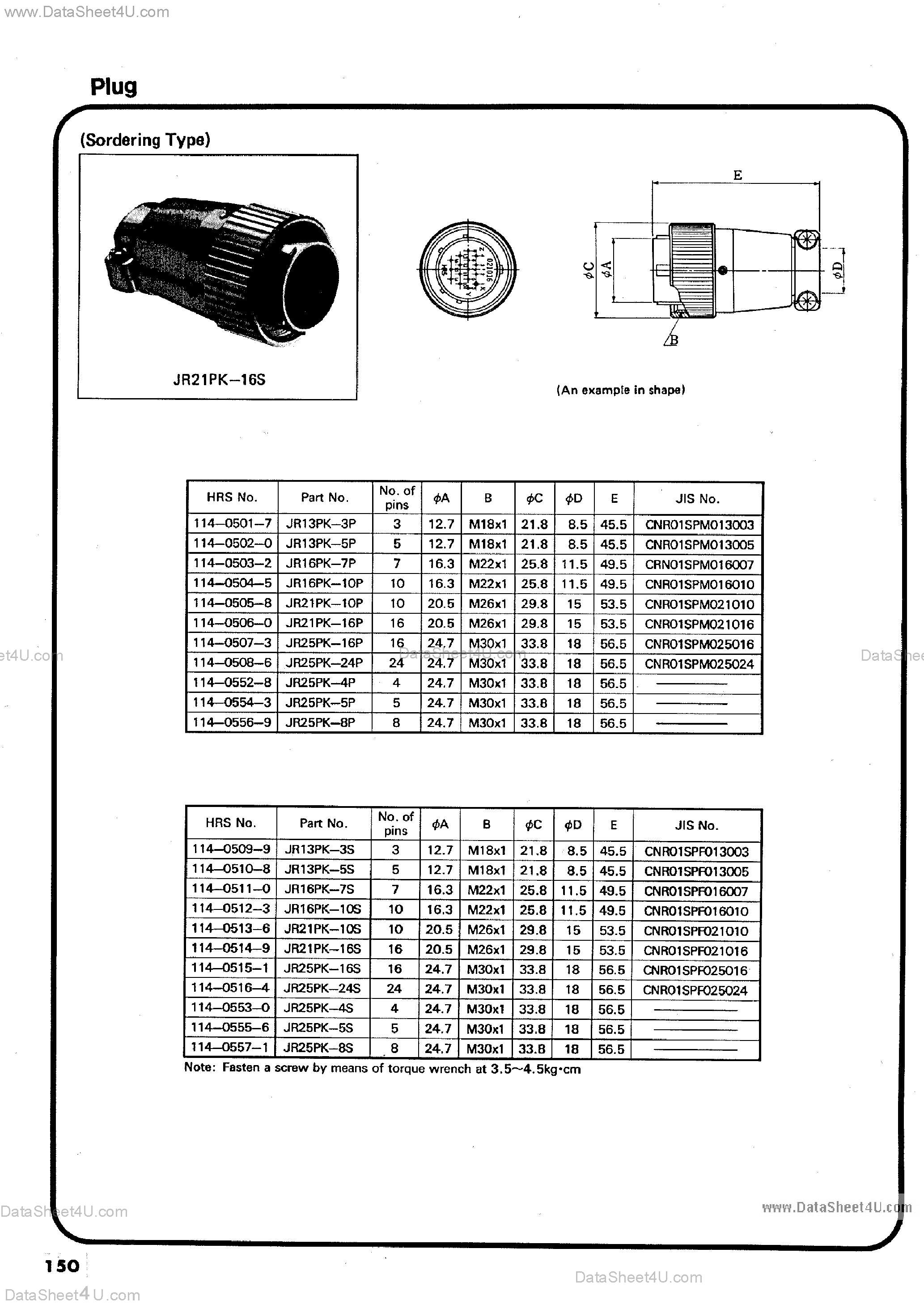 Datasheet JRC21Bx - Connectors page 2