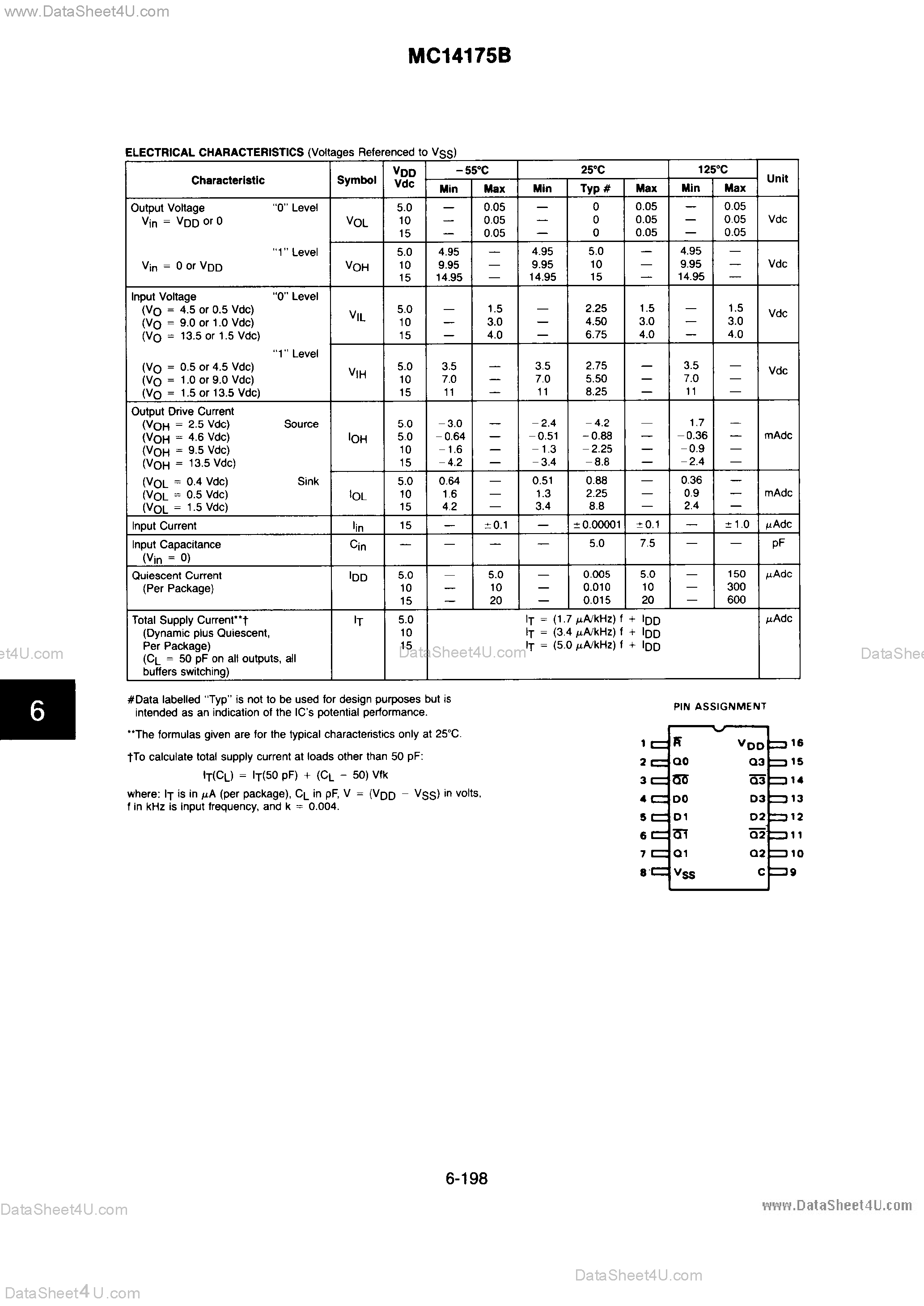 Datasheet MC14175B - Quad Type D Flp-Flop page 2