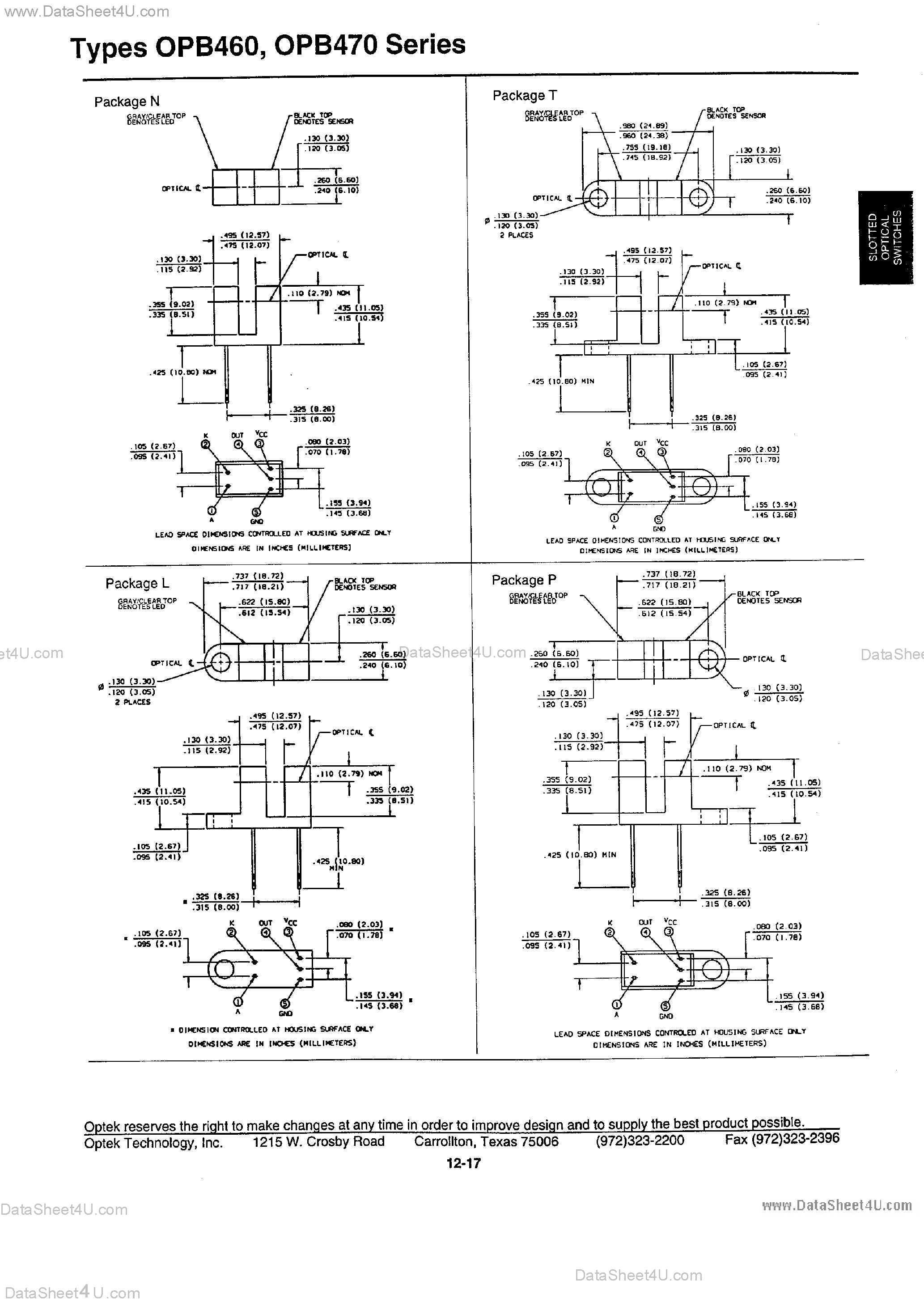 Datasheet OPB460xxx page 2 Datasheet OPB460xxx - (OPB46x / OPB47x) Slotted Switch 890nm Open Collector Photologic page 2