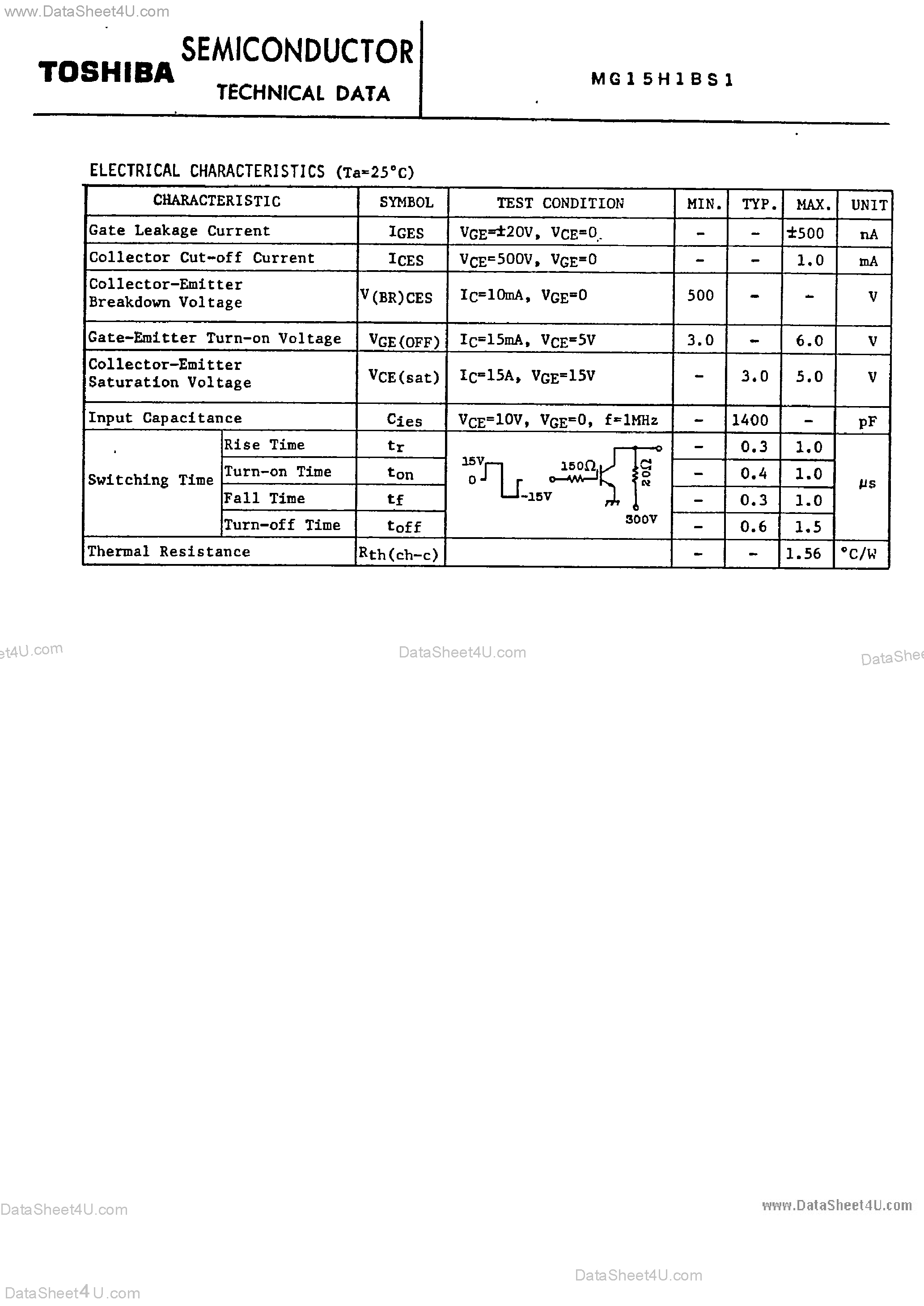 Datasheet MG15H1BS1 - Silicon N-Channel IGBT page 2