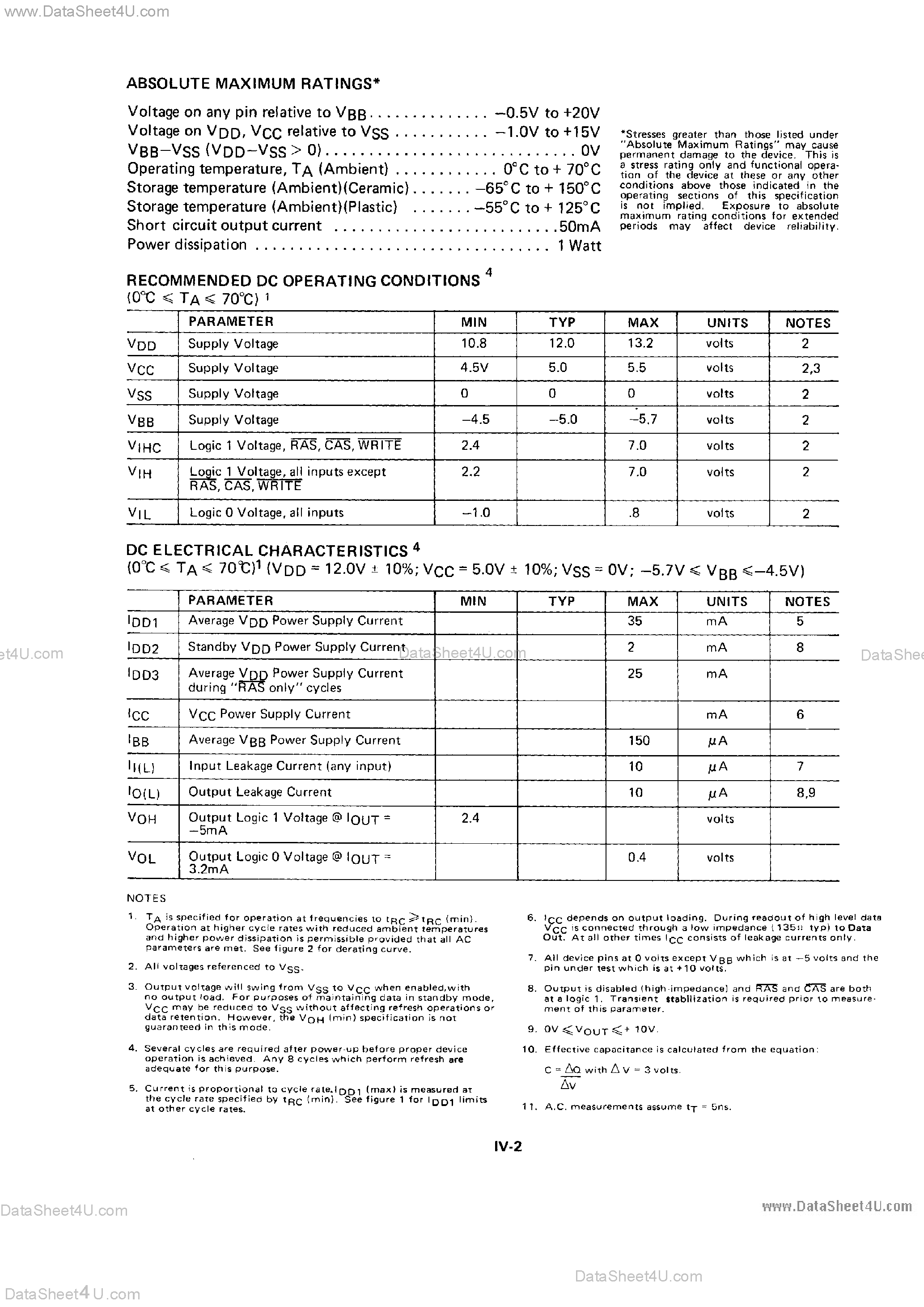 Datasheet MK4027 - 4096 X 1 BIT DYNAMIC RAM page 2