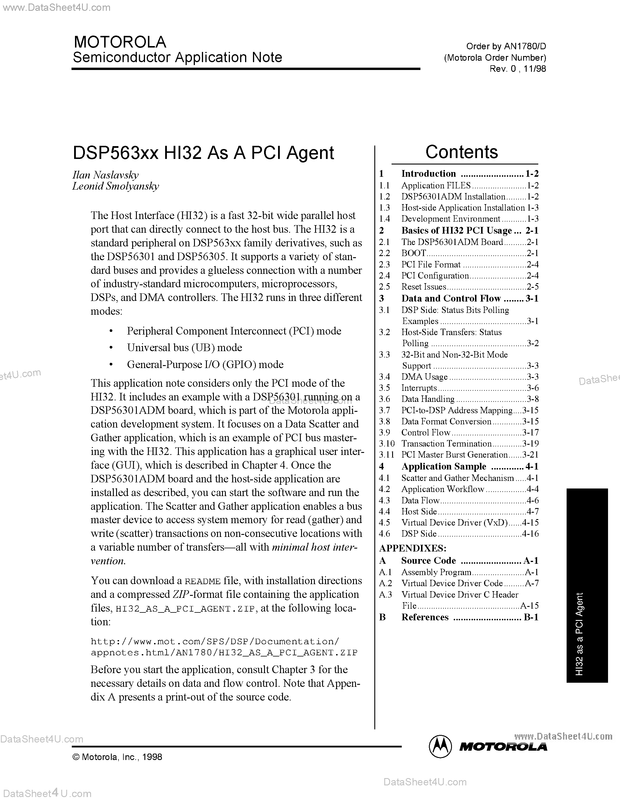 Datasheet AN1780 - DSP563xx HI32 as a PCI Agent page 2