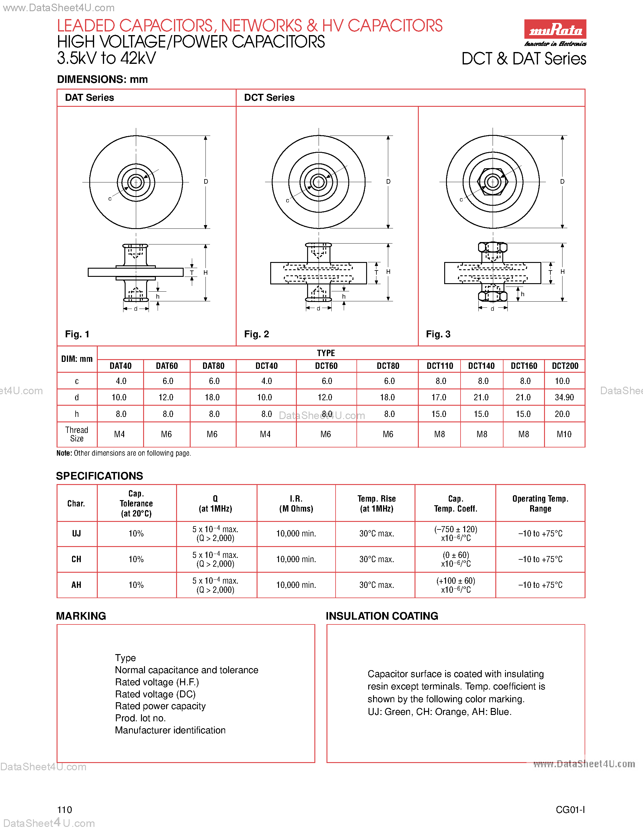 Datasheet DAT40 page 2 Datasheet DAT40 - (DAT Series) High Voltage / Power Capacitors page 2