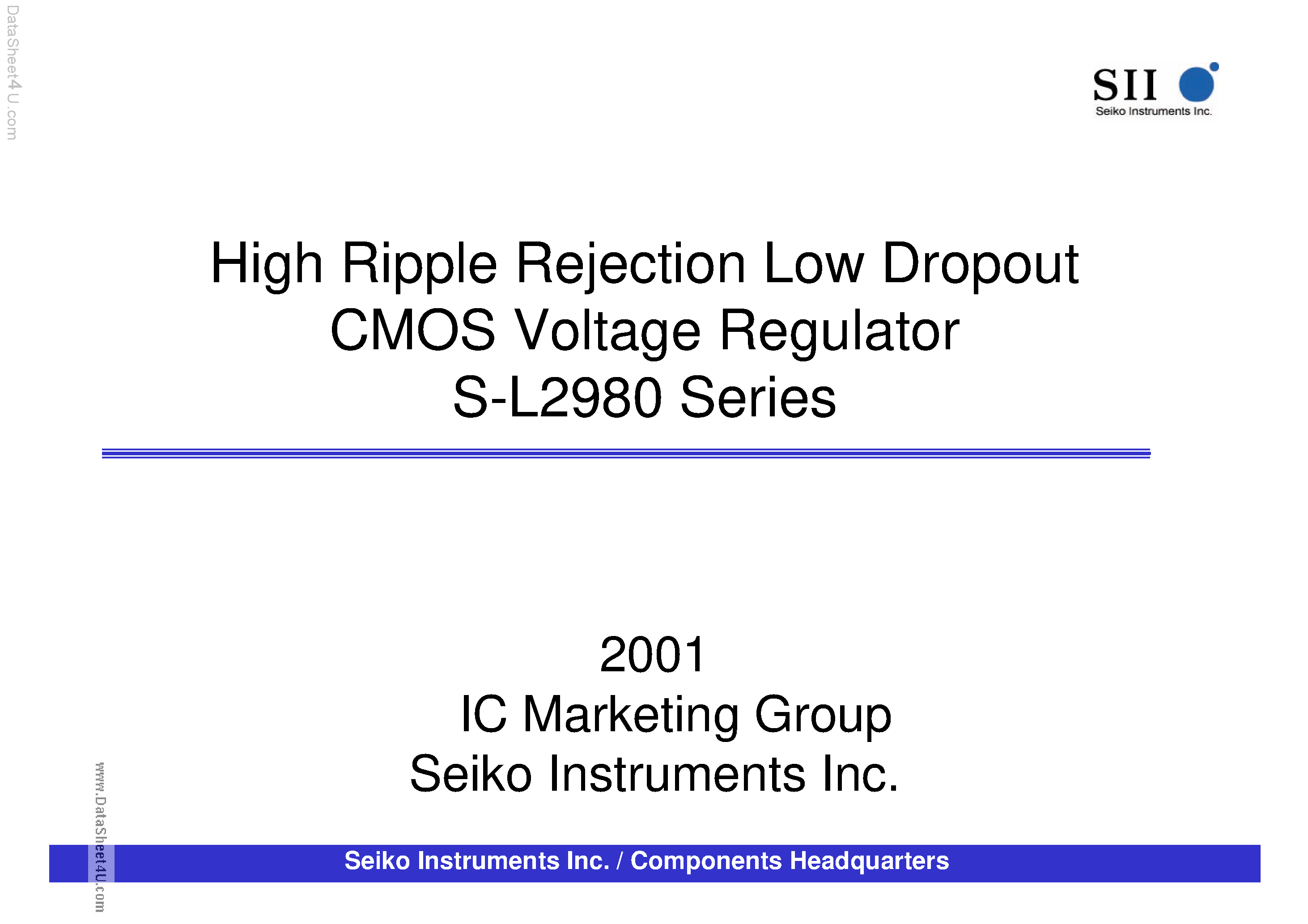 Datasheet S-L2980 - High Ripple Rejection Low Dropout CMOS Voltage Regulator page 1