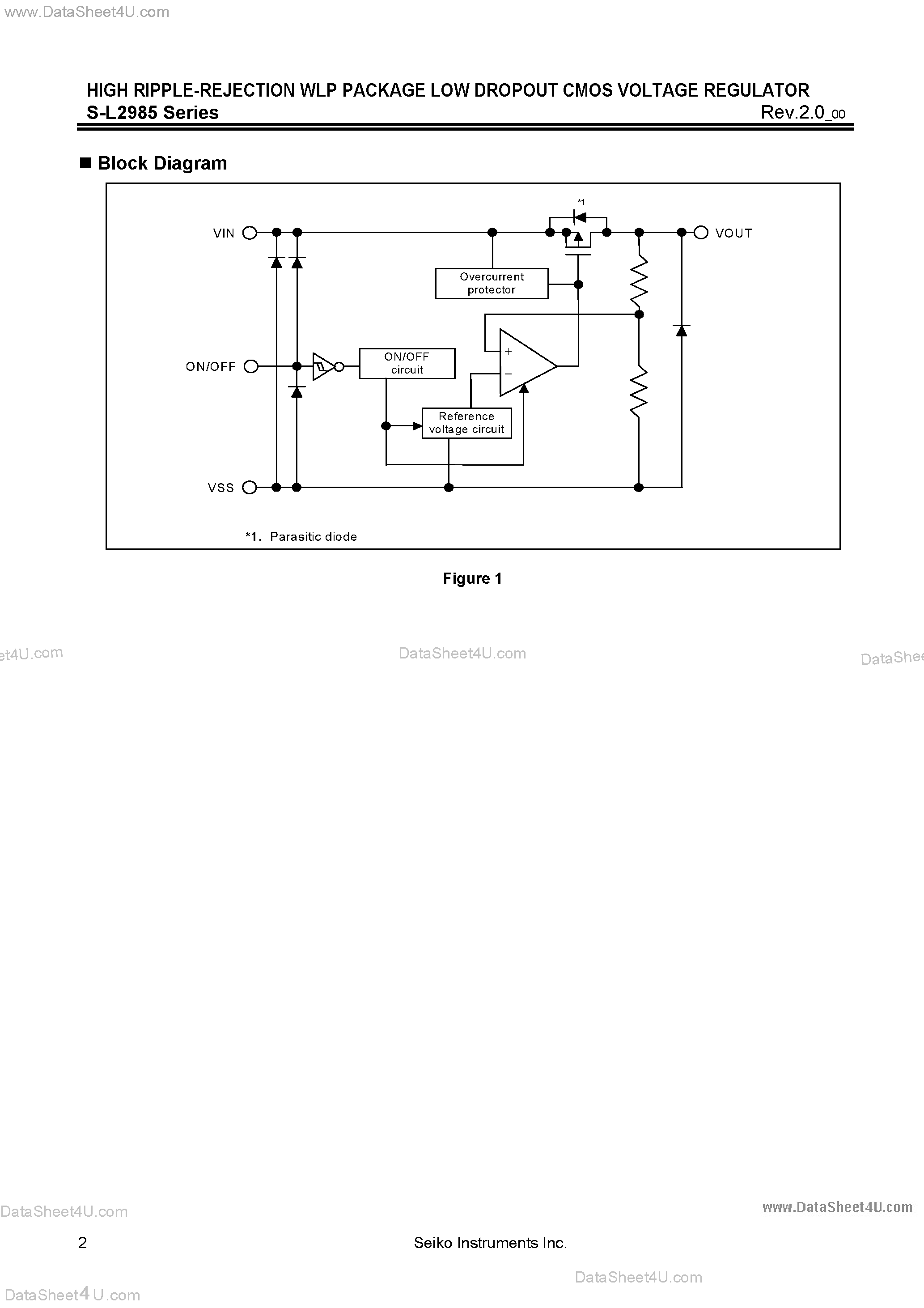 Datasheet S-L2985 - High Ripple Rejection WLP Package Low Dropout CMOS Voltage Regulator page 2