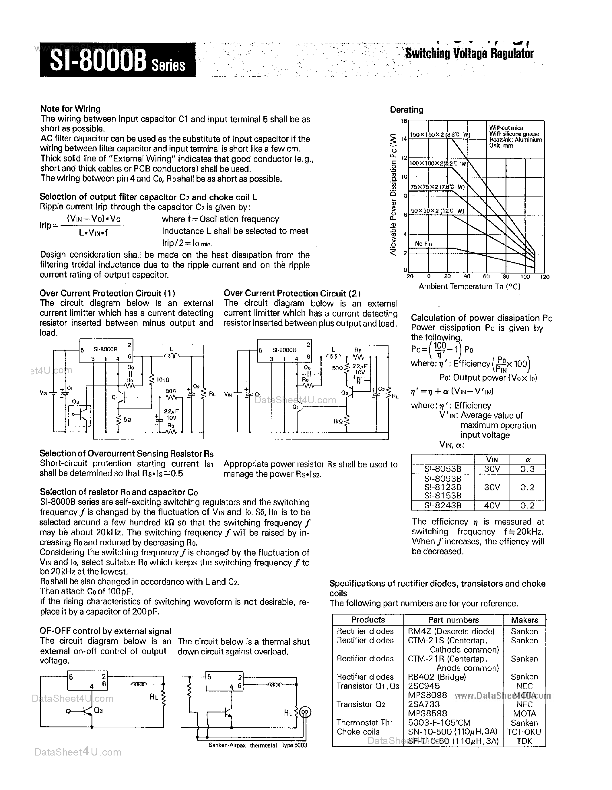 Datasheet SI-8053B page 2 Datasheet SI-8053B - (SI8000B Series) Switching Voltage Regulators page 2