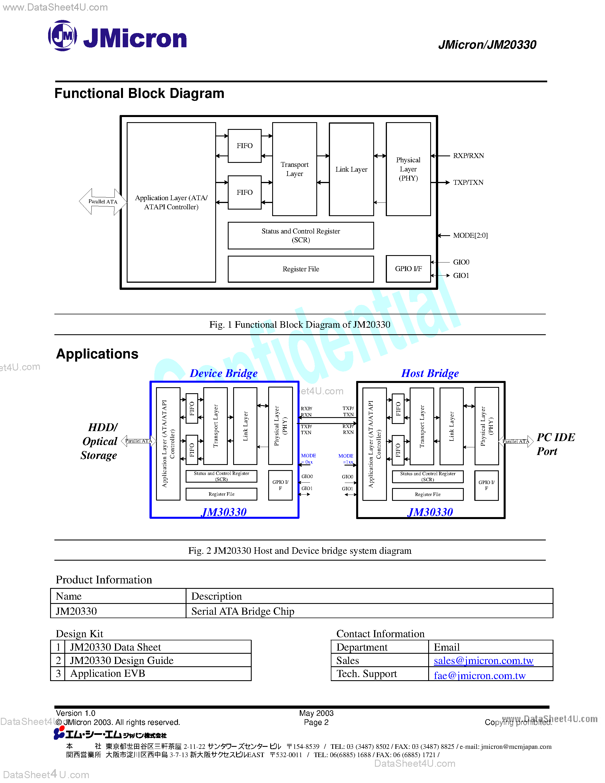 Даташит на микросхему JM20330 страница 2 Даташит JM20330 - Serial ATA Bridge Chip страница 2