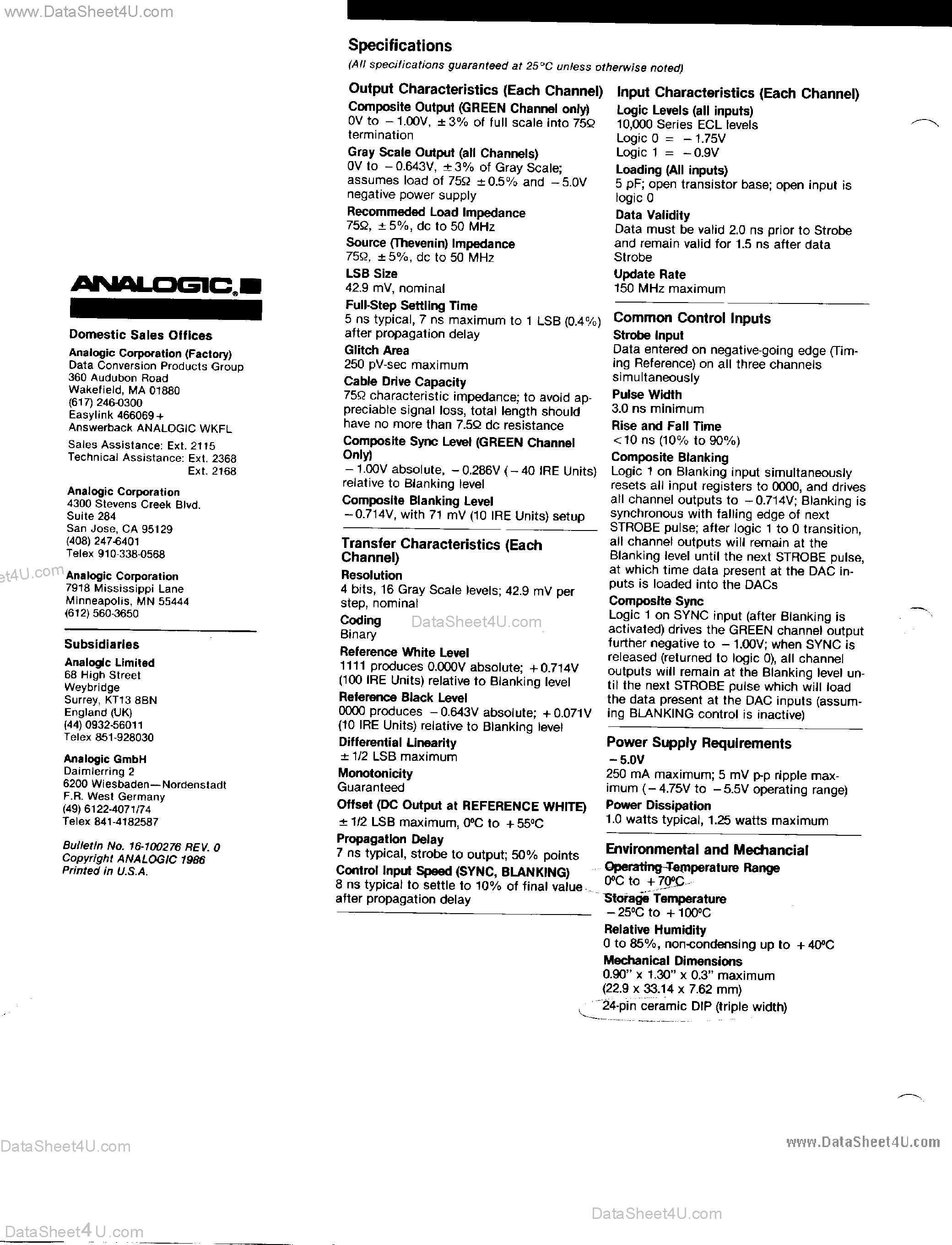Даташит AH8304EC - RGB 4-Bit Video D/A Converters страница 2