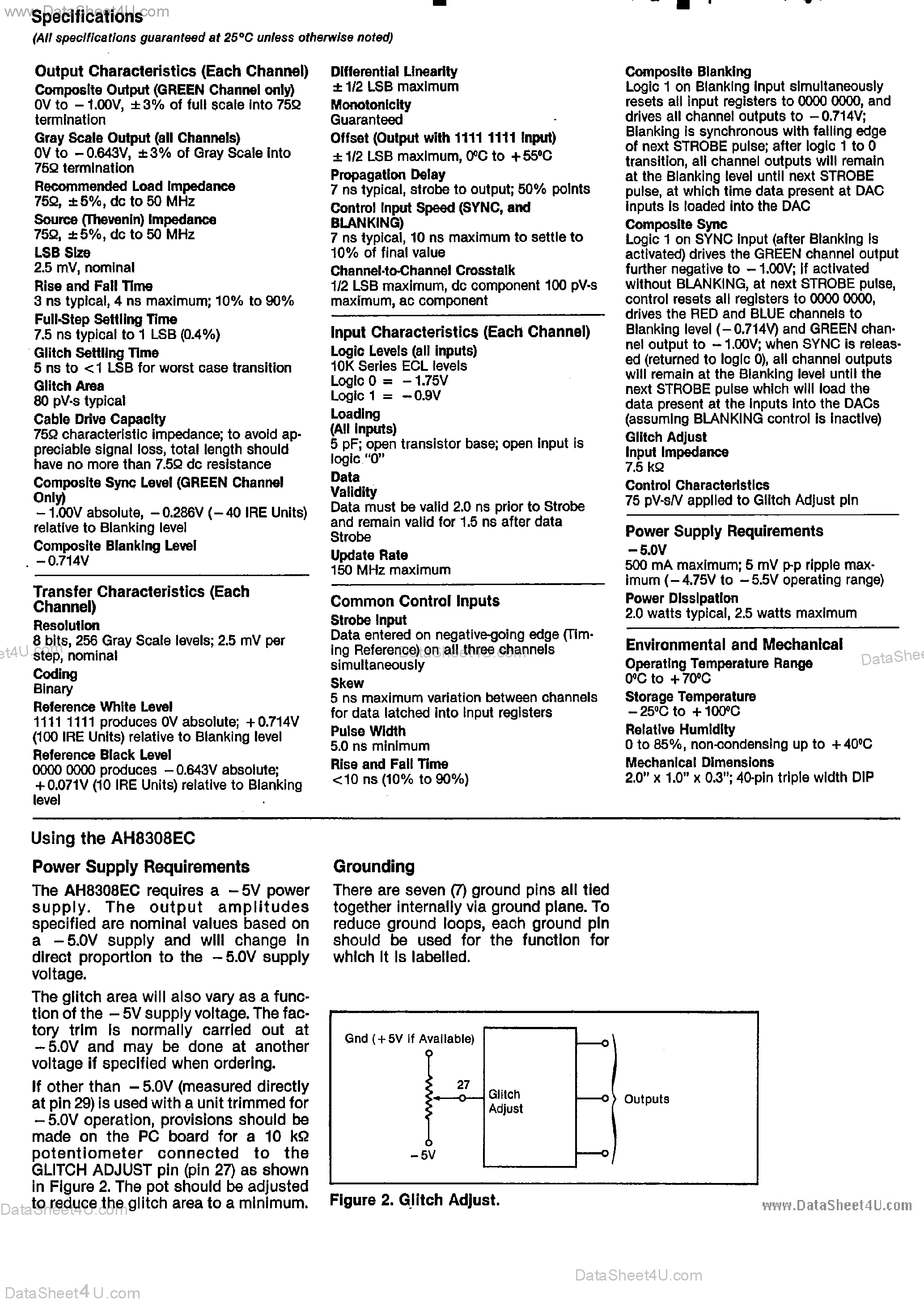 Datasheet AH8308EC - 8-Bit Composite Video D/A Converters page 2